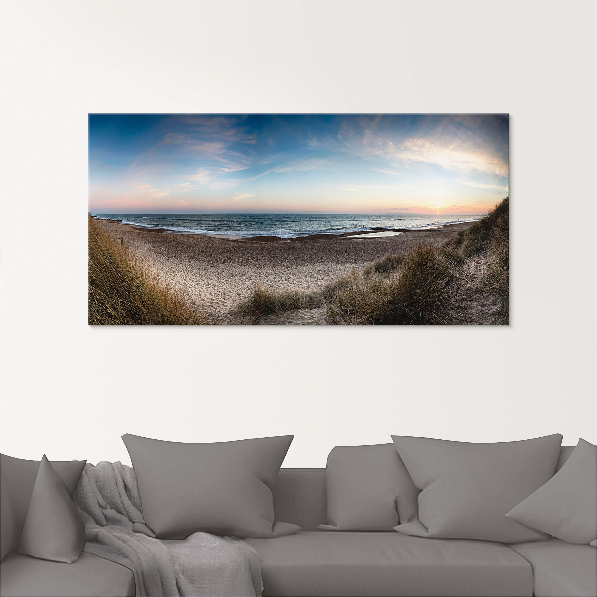 Artland Glasbild »Strand und Sanddünen am Hengistbury Head« Küste 1 Stk. tlg. in verschiedenen Grössen