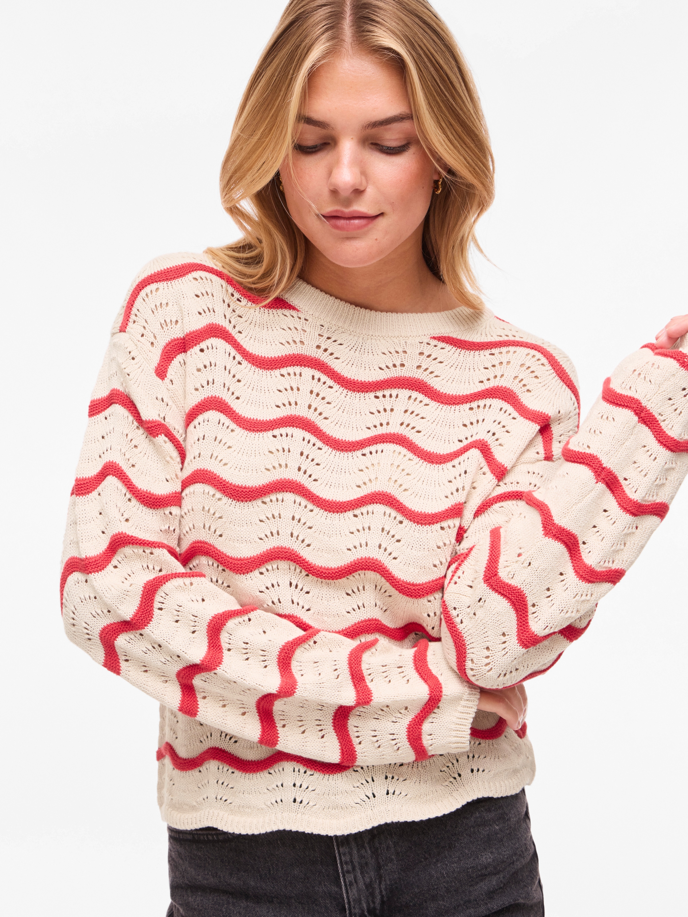 Vila Pull en tricot »VIWAVE O-NECK LS POINTELLE KNIT TOP-NOOS«