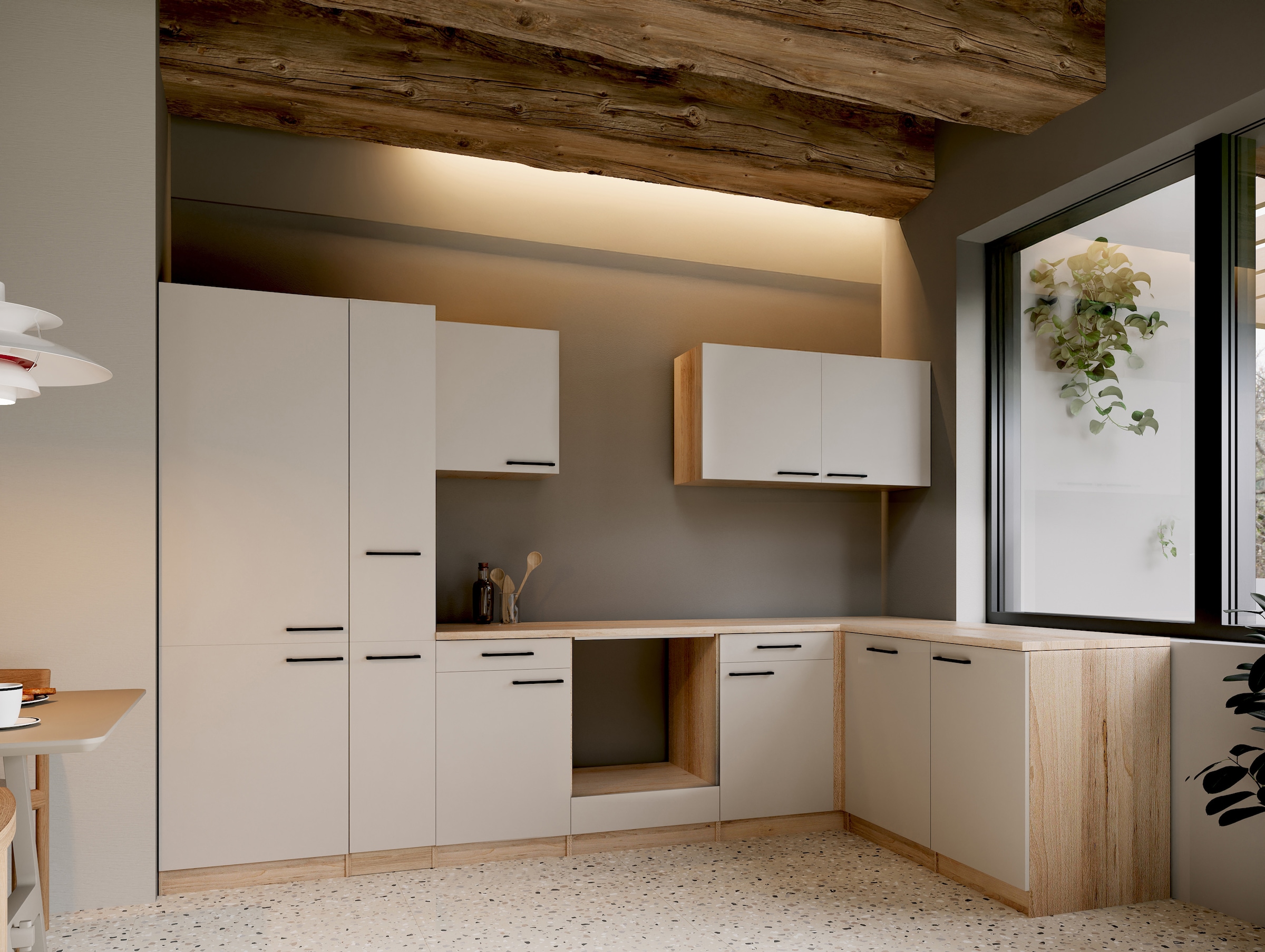 RESPEKTA Cuisine d'angle »Merle« démonté, au choix avec appareils électriques, fonction Soft Close, largeur 310 cm