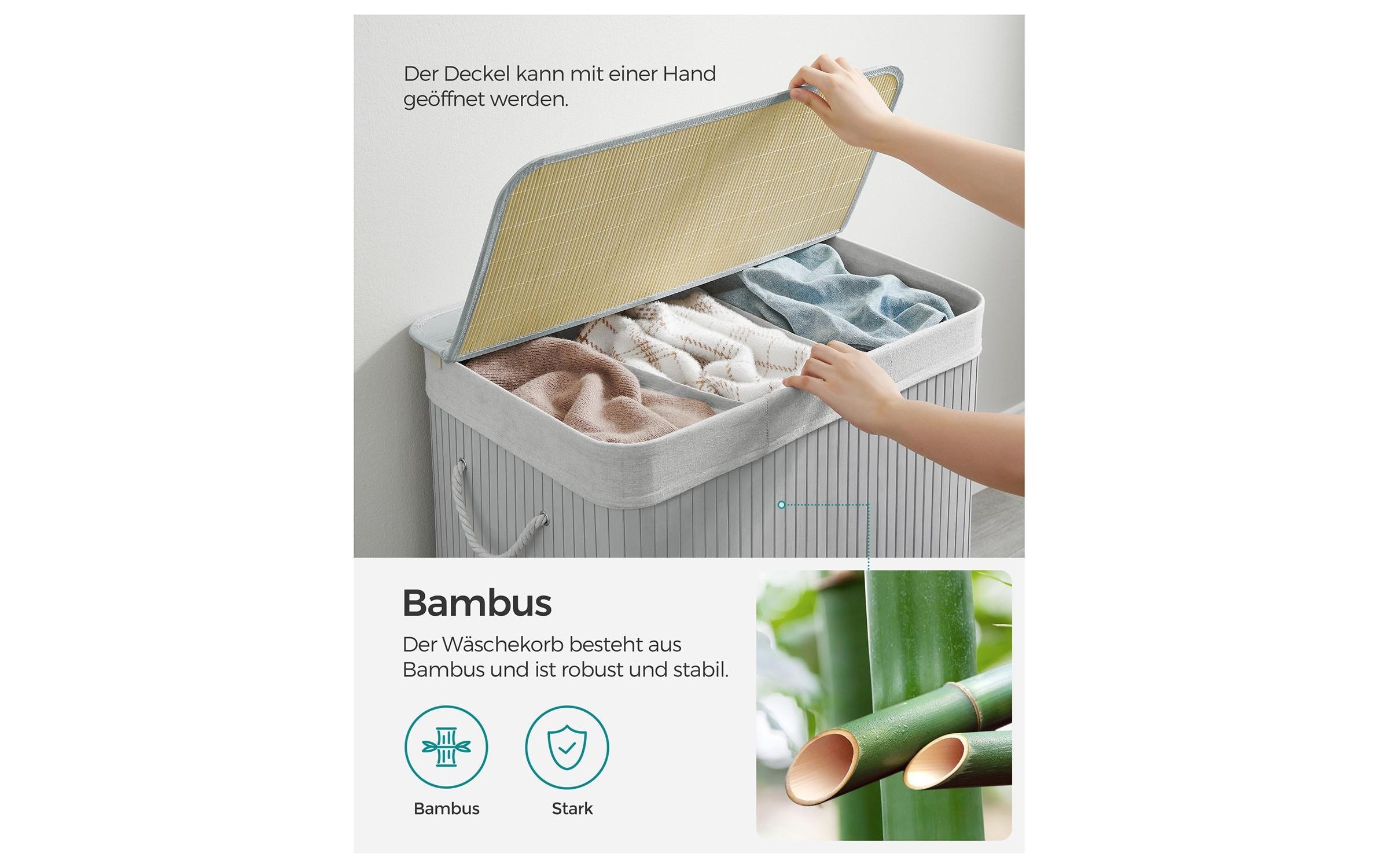 SONGMICS Wäschekorb »faltbar mit 3 Fächern 150 l« mit Wäschesack