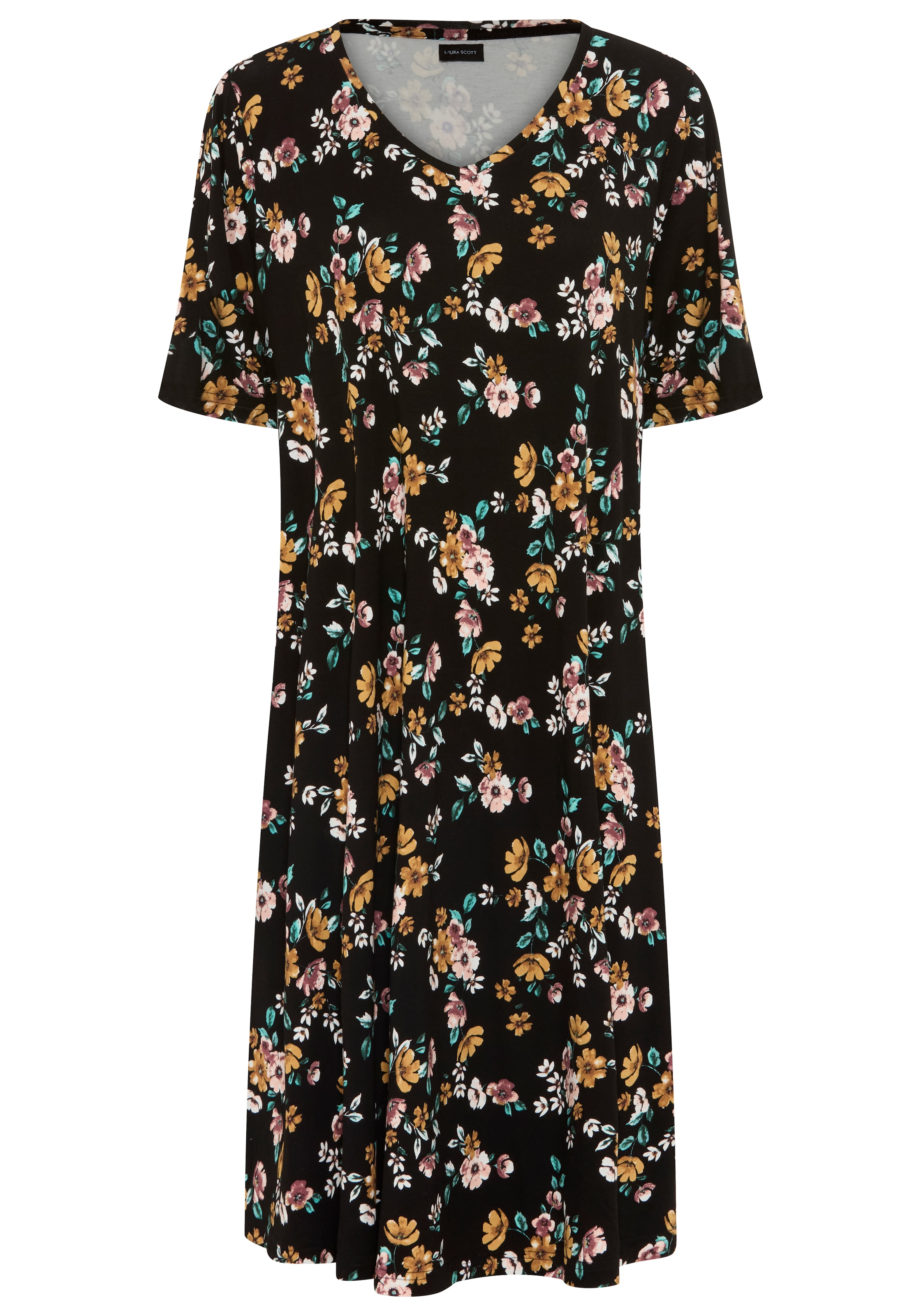 Laura Scott CURVE Jerseykleid in geblümter Optik, für vielseitige Alltagsmomente, A-Linie Passform