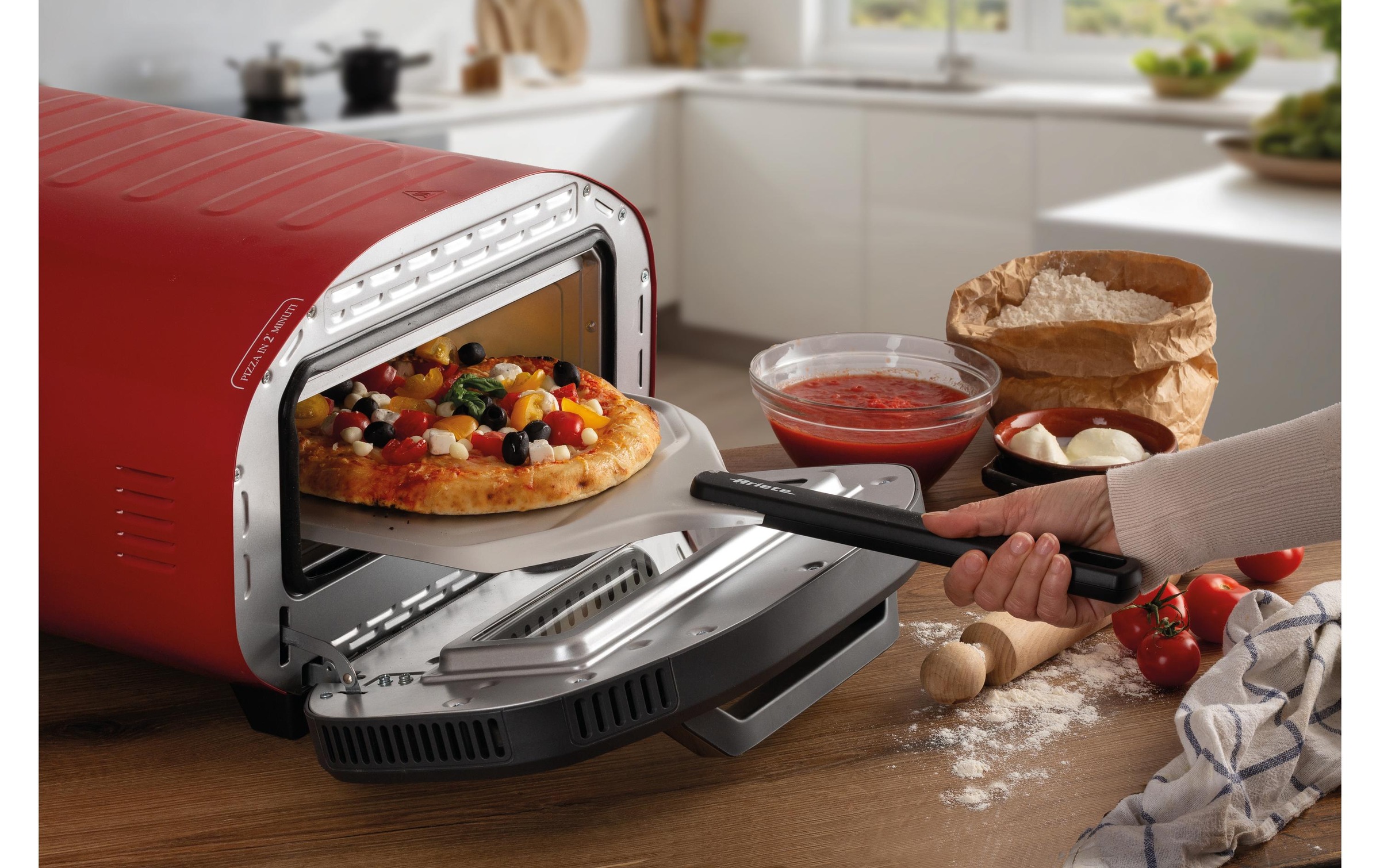 Ariete Four à pizza »3901« jusqu’à 430°C, pierre à pizza amovible, accessoires inclus