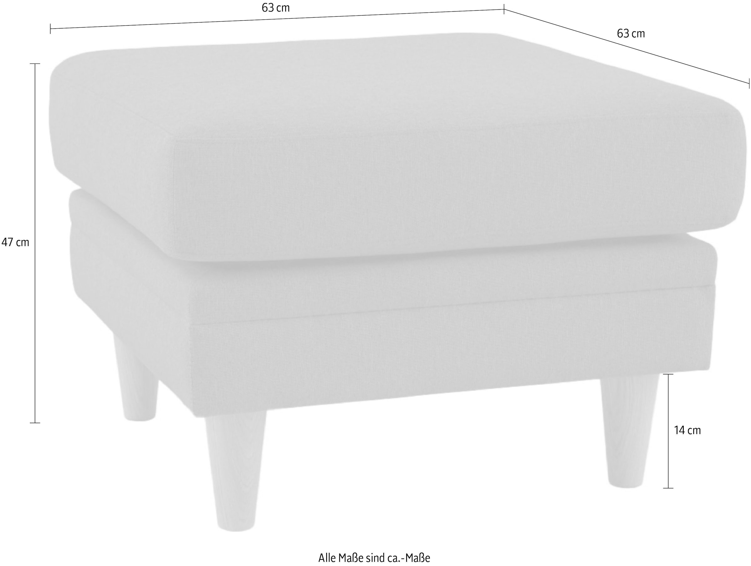 Home affaire Polsterhocker »Arellano, Breite 63 cm« klassisches Design, mit Massivholzfüssen, Webstoff fein, Chenille