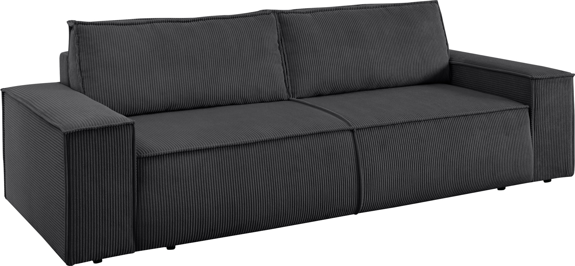 Home affaire 3-places »SHERWOOD Schlafsofa (257cm) Cord, Samtvelours, Vintage-Lederoptik« Schlaffunktion mit Bettkasten (ca. 136/200cm)
