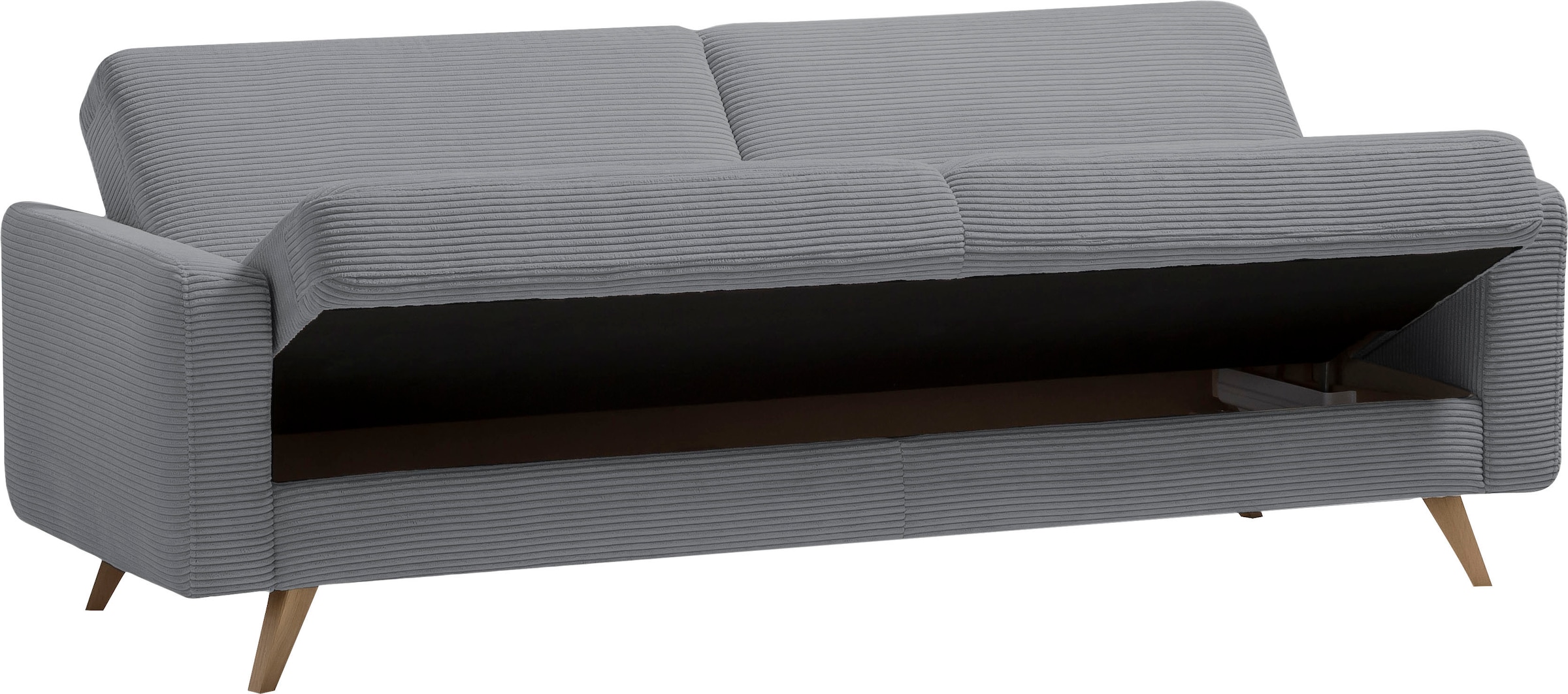 exxpo - sofa fashion 3-Sitzer »Samso, elegant und bequem, aktueller Cord Bezug, Kippcouch« hochwertige Verarbeitung, Schlafsofa inkl. Bettfunktion und Bettkasten