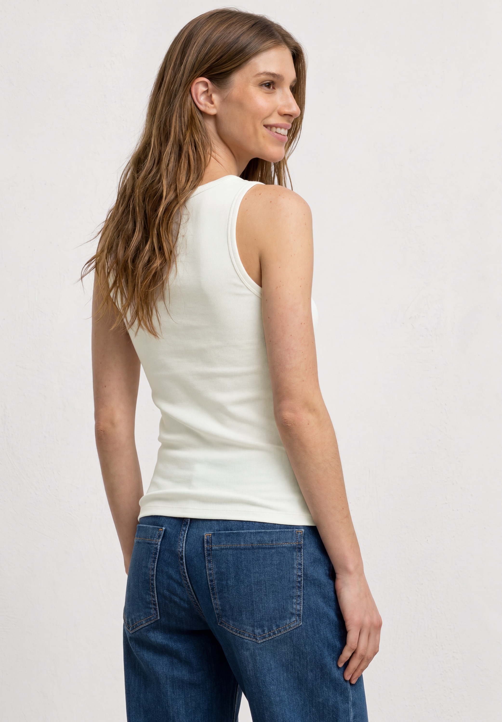 STREET ONE Ripptanktop Sommertop mit V-Neck