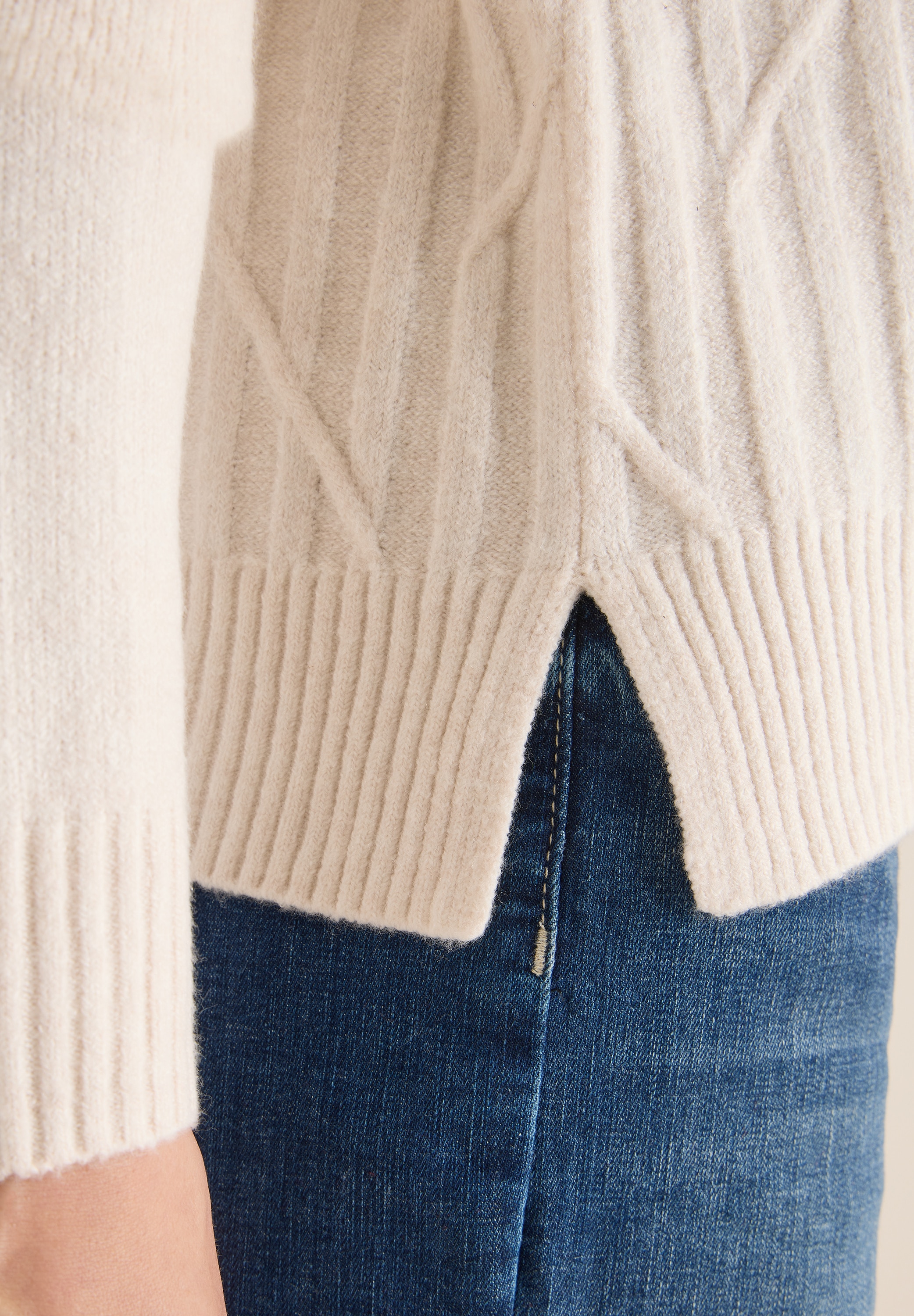 Cecil Rollkragenpullover mit Strick-Muster und Umlegekragen