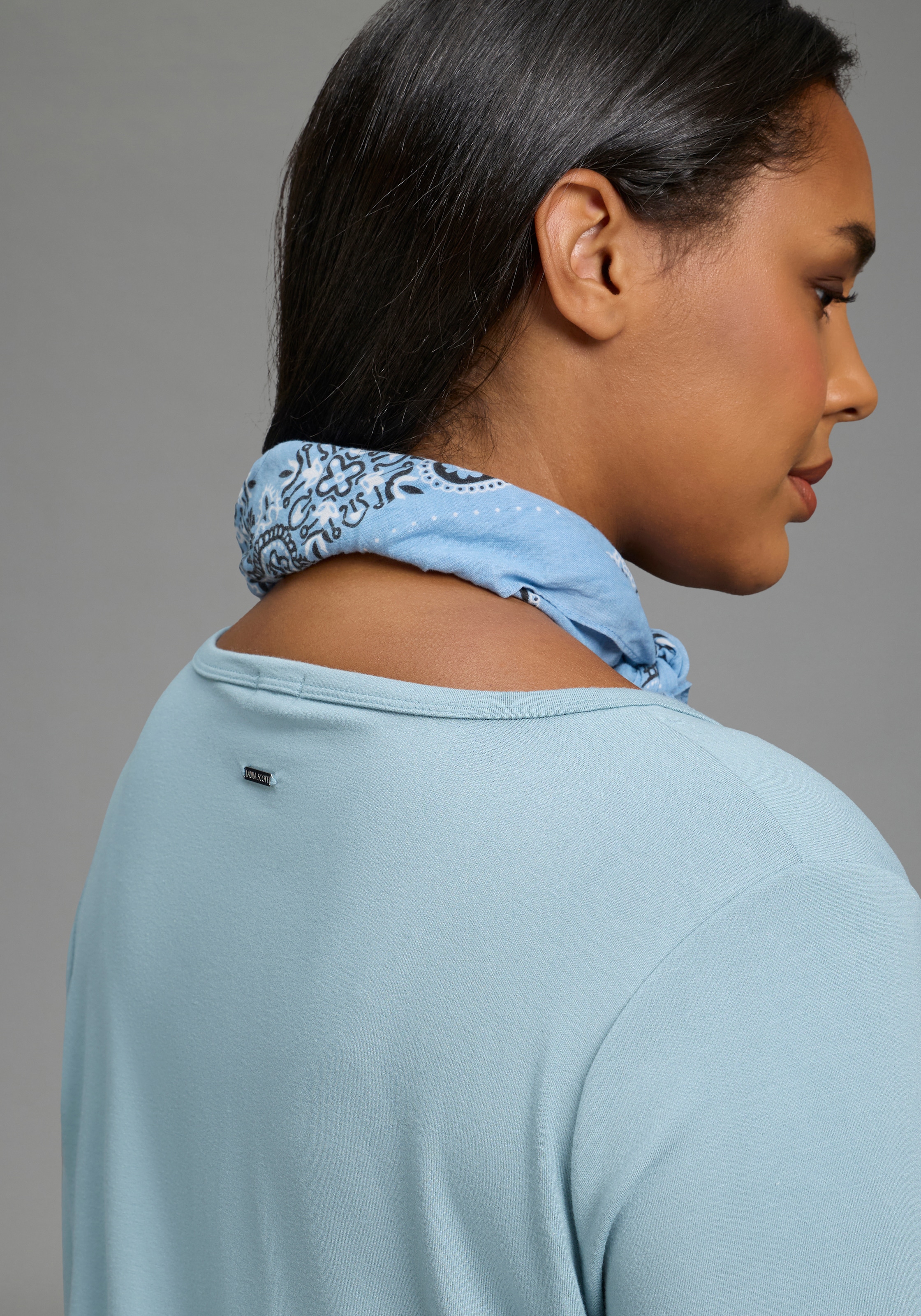 Laura Scott CURVE T-shirt tunique »Grosse Grössen« en ligne A, avec manches 3/4, longueur couvrant les fesses