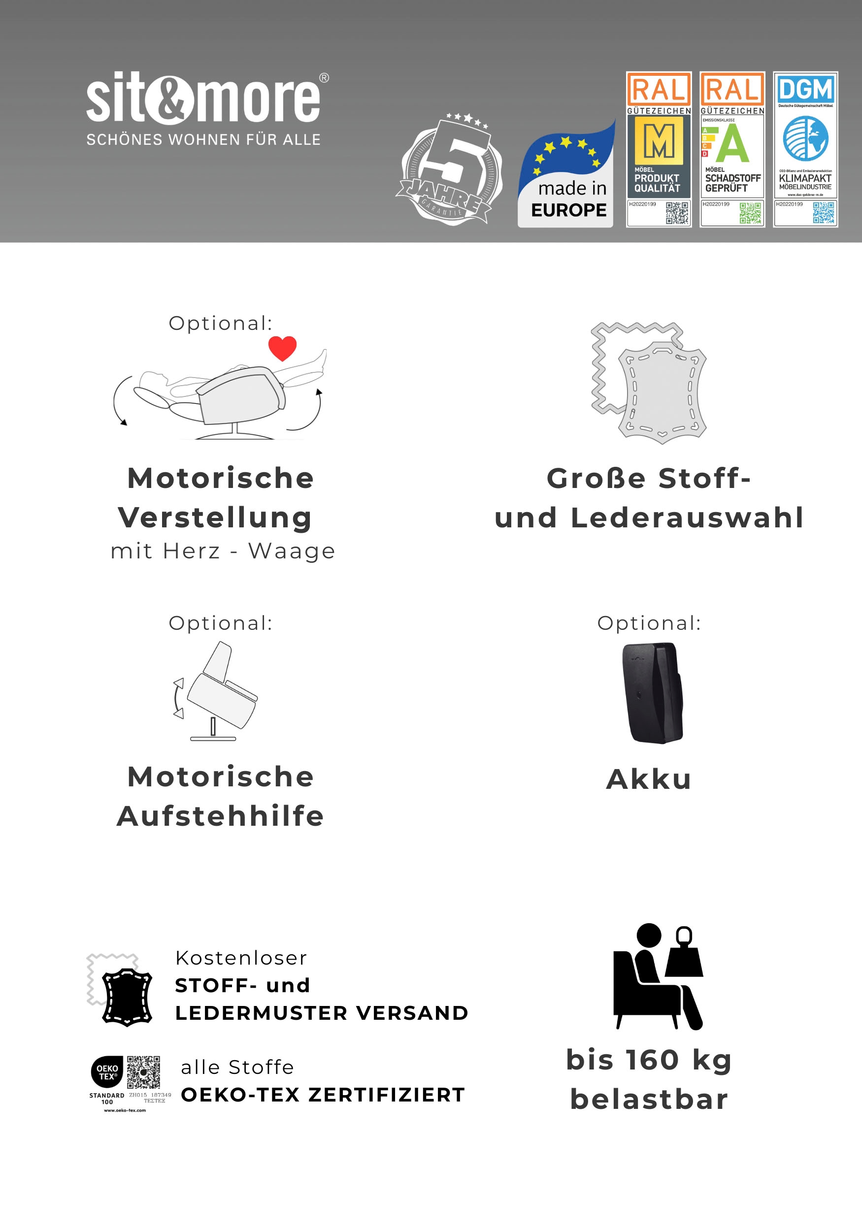 sit&more Fauteuil TV »TV Lazy« zur Auswahl mit Herz-Waage-Position
