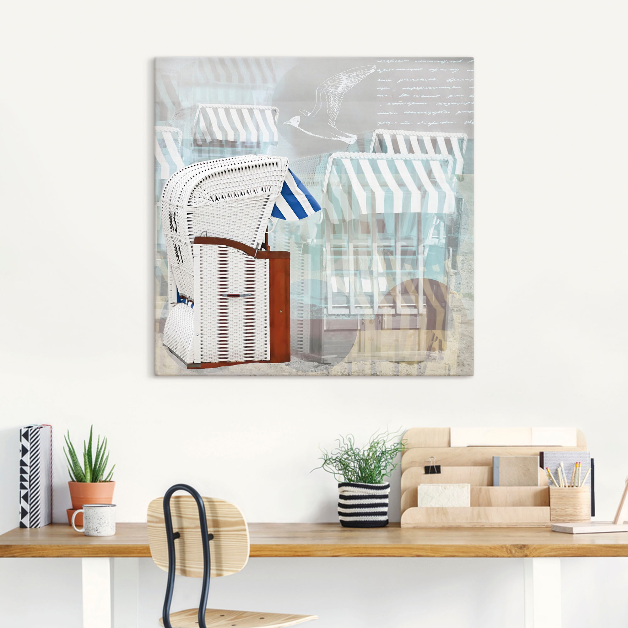 Artland Wandbild »Strandkorb Hintergrund Effekt« Strandbilder 1 Stk. tlg. als Leinwandbild, Wandaufkleber in verschied. Grössen