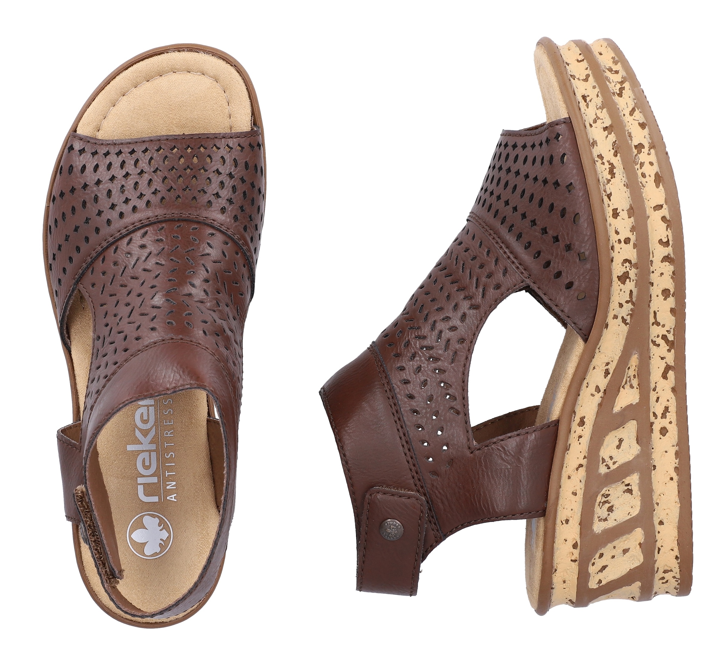 Rieker Schaftsandalette  Sommerschuh, Urlaubsschuh, Keilsandale mit Perforation