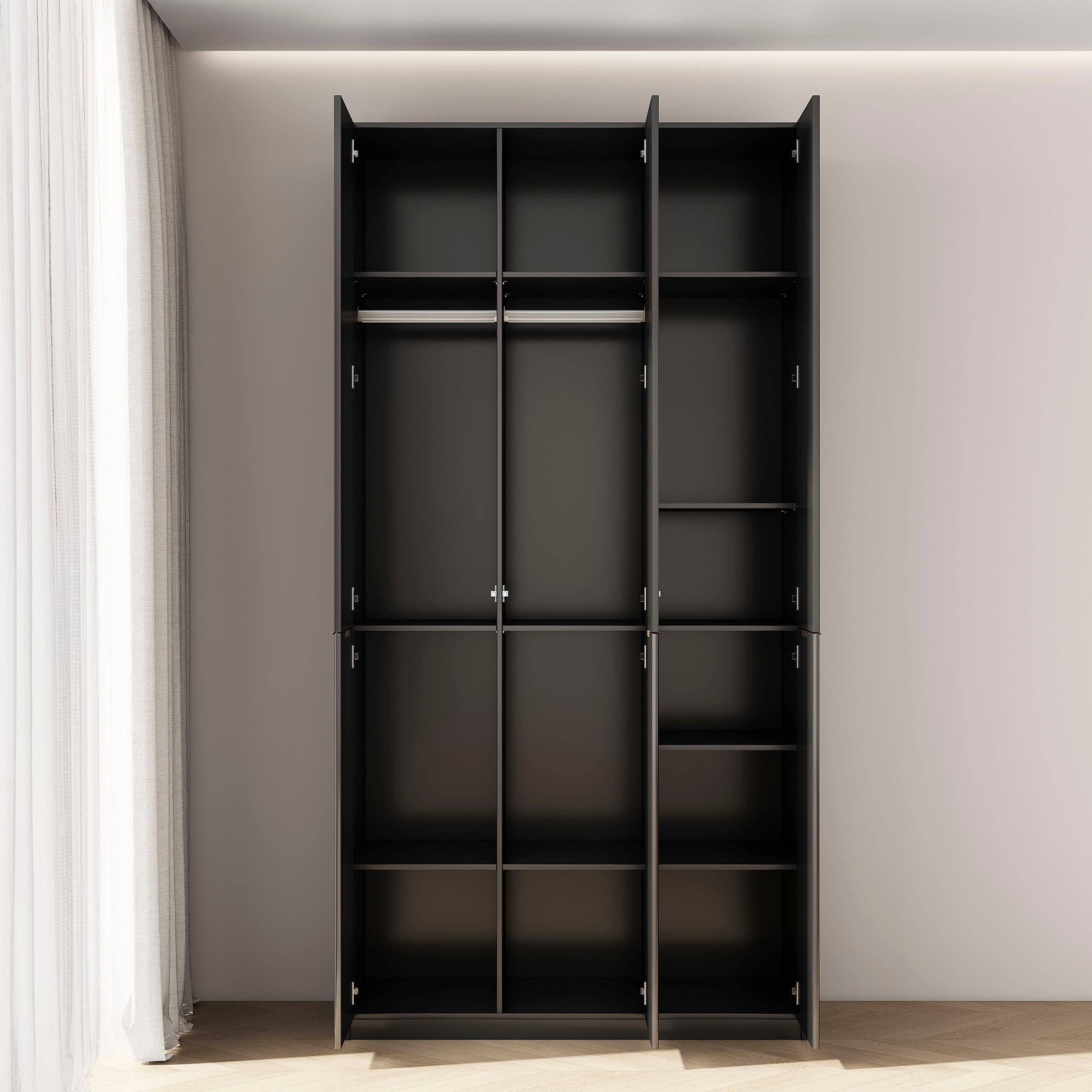 GOODproduct Kleiderschrank »Jorella Schlafzimmerschrank Garderobe mit Softclose« eleganter Schlafzimmerschrank Rillendesign Trend Breite 121cm