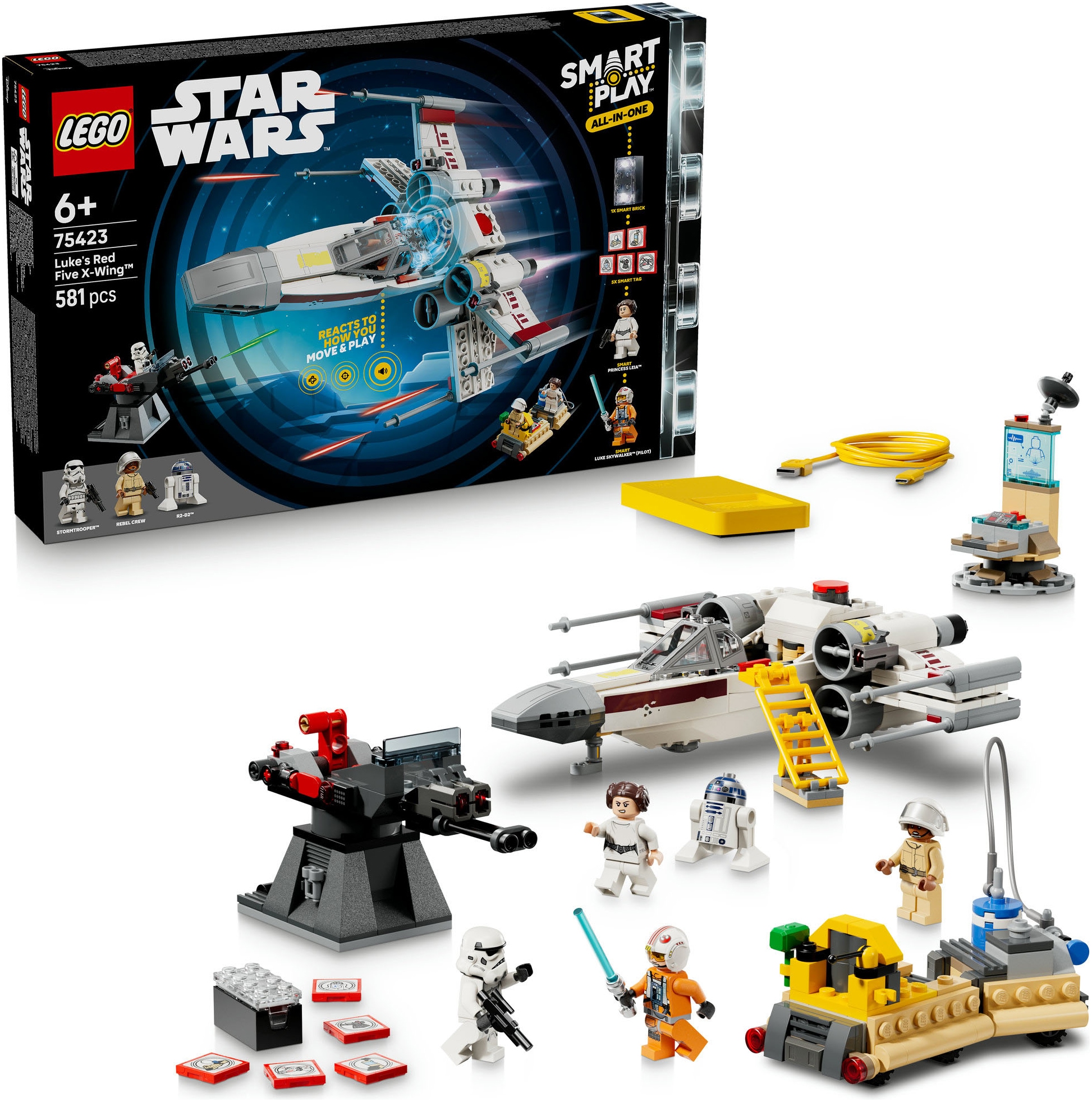 LEGO® Pions de construction »SMART Play: Lukes Rot Fünf X-Wing (75423), LEGO Star Wars™« inklusive SMART Brick; mit Licht- und Soundeffekten