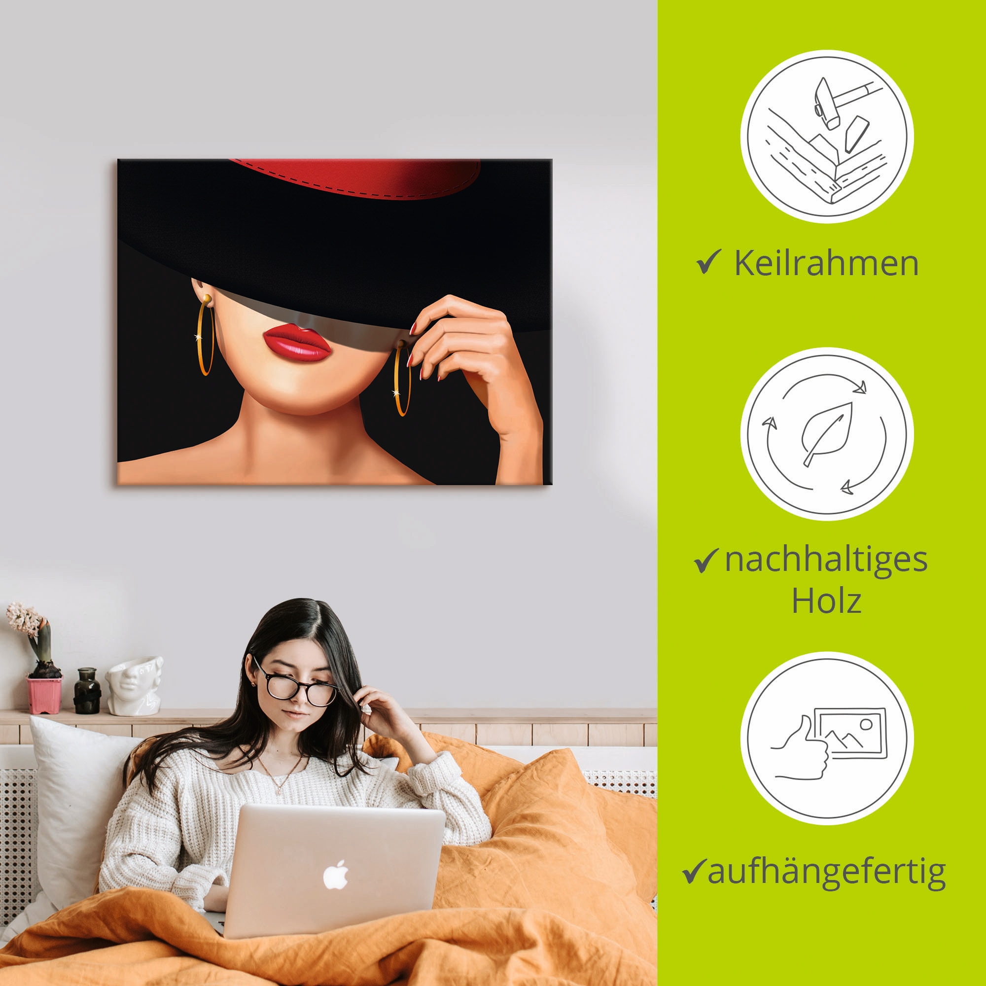 Artland Leinwandbild »Die Lady von der Rennbahn« Frau 1 Stk. tlg. auf Holzrahmen gespannt