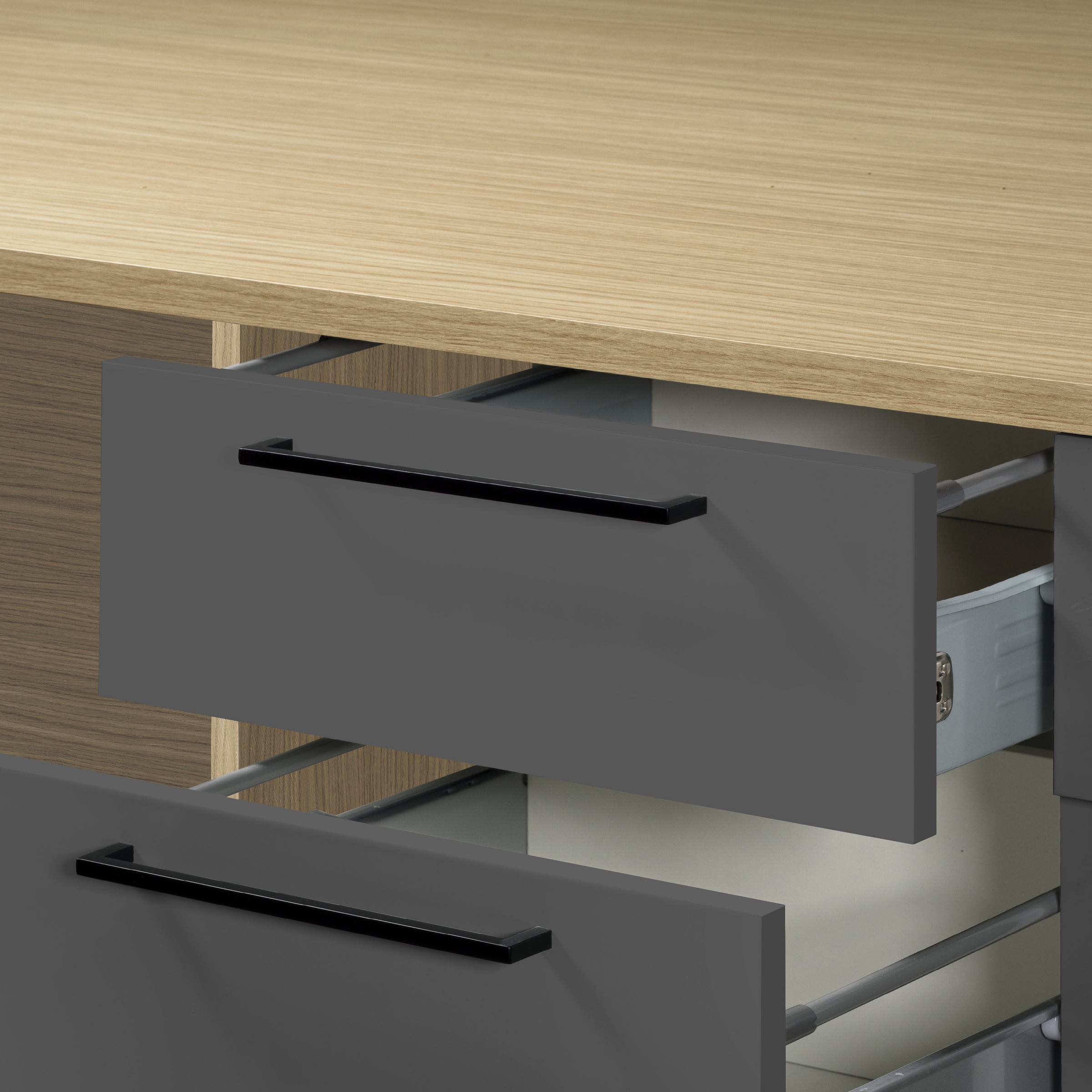 KOCHSTATION Kitchenette »Luna, Küchenblock, Kücheninsel, Hängeschrank, Made in Italy« 3er-Set, Metallgriffe, Soft-Close-Funktion, inklusive Spüle