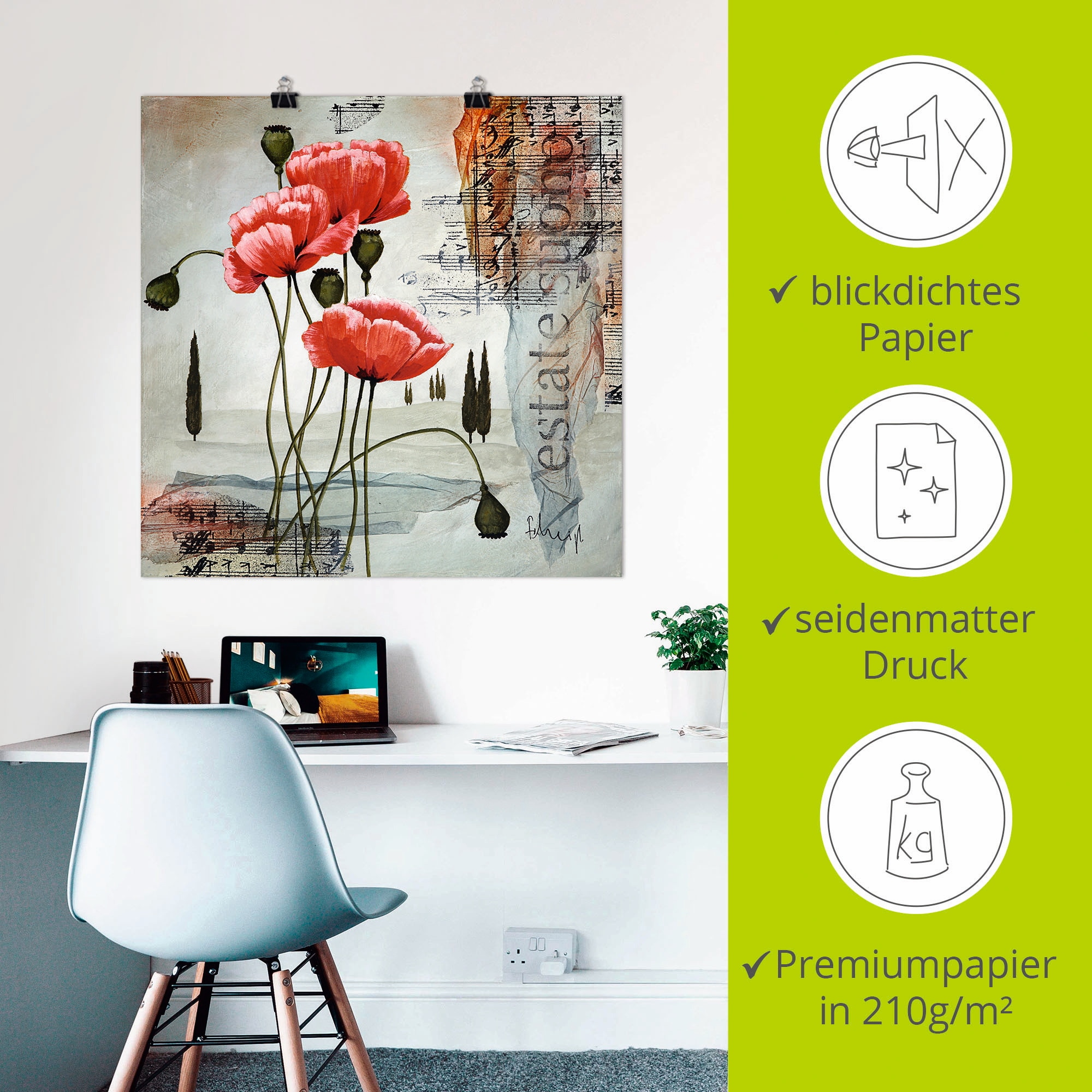 Artland Fresque murale »Klatschmohn« 1 cuis tlg. als Leinwandbild, Poster in verschied. Grössen