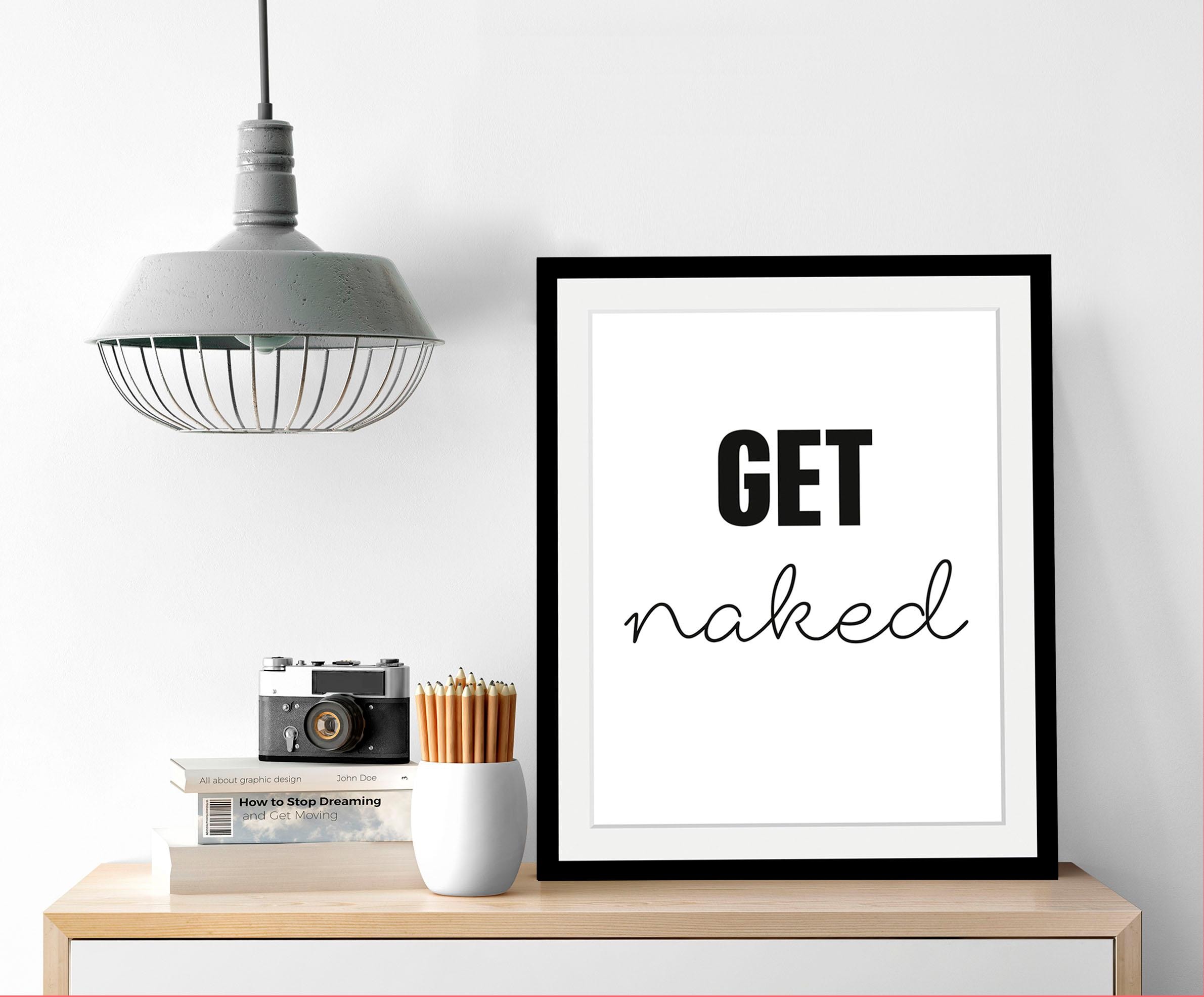 queence Image »get naked« HD Premium Poster-Druck inkl. Holzrahmen