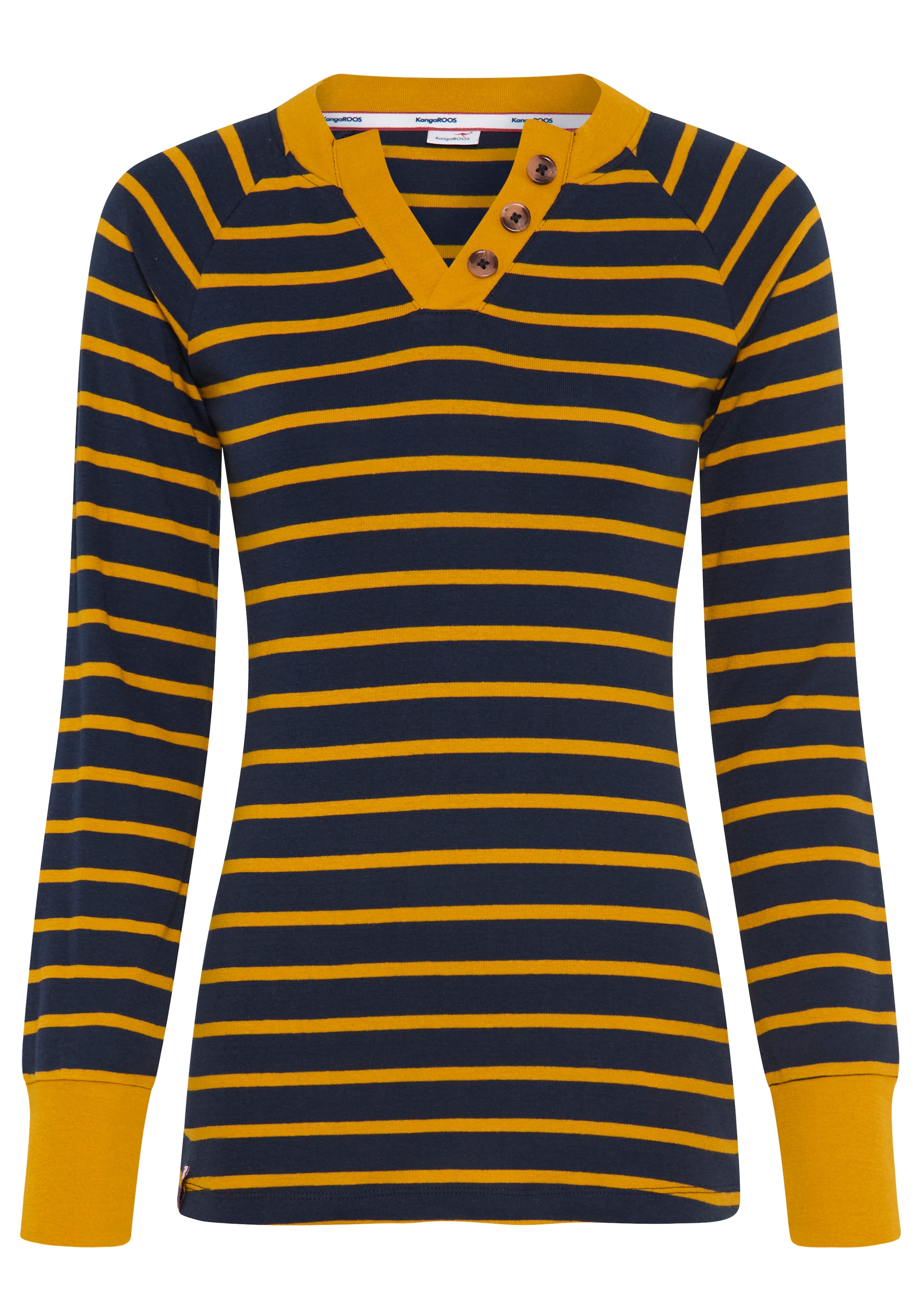 KangaROOS T-shirt à manches longues avec col rond, longueur couvrant les hanches, coupe ajustée