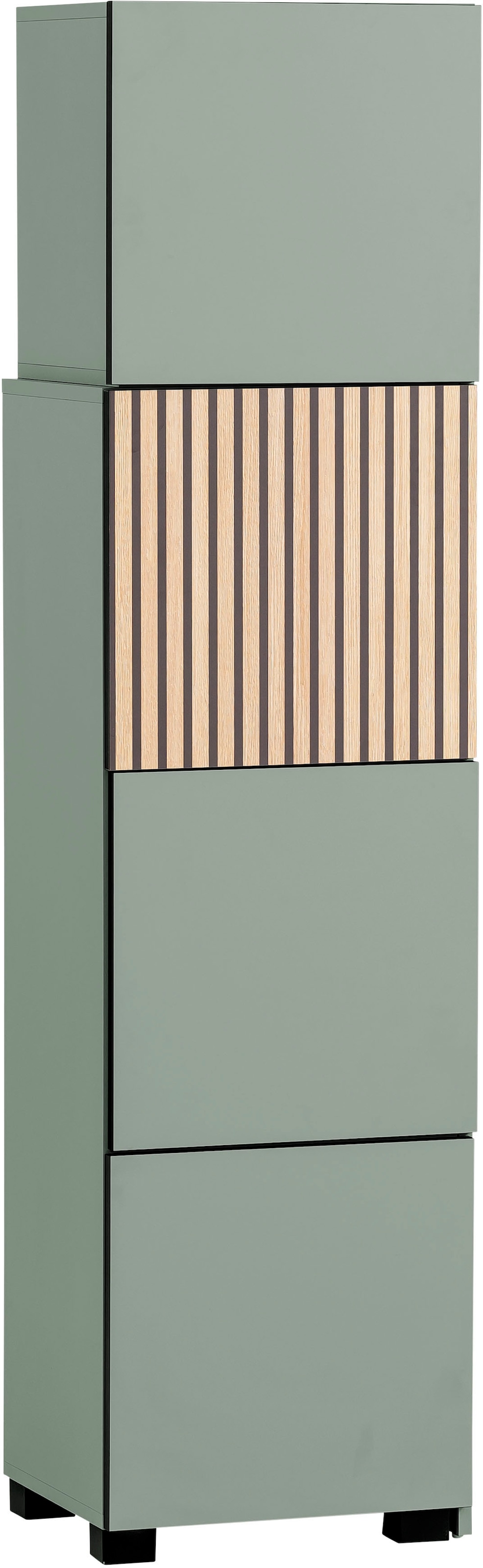 welltime Étagère coulissante »Alexa, Breite variabel von 40 bis 70 cm« Türfront mit Akustikprint, grifflose Öffnung