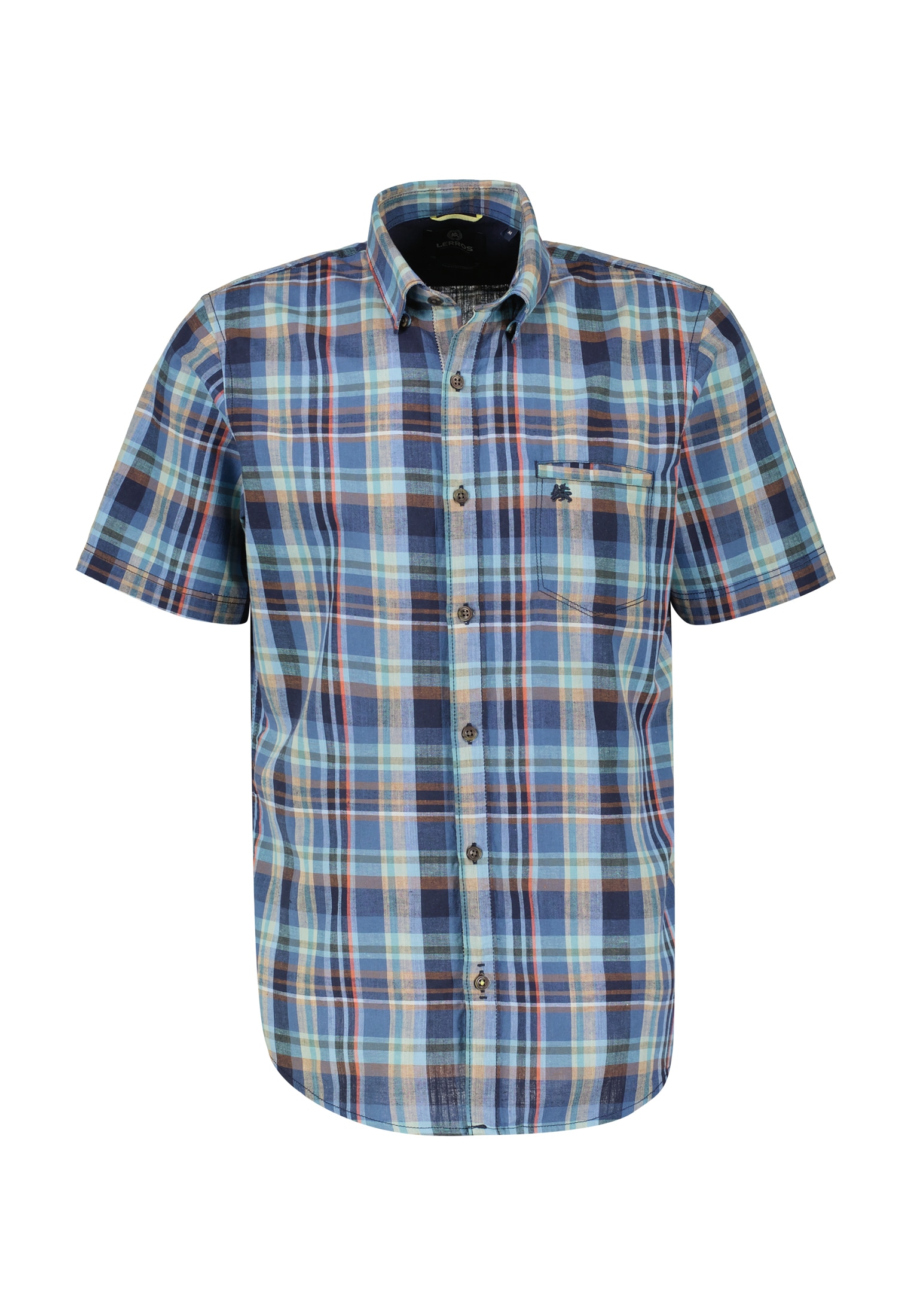 LERROS Chemise à manches courtes »Kariertes Halbarmhemd, Baumwoll-Leinen-Mix«