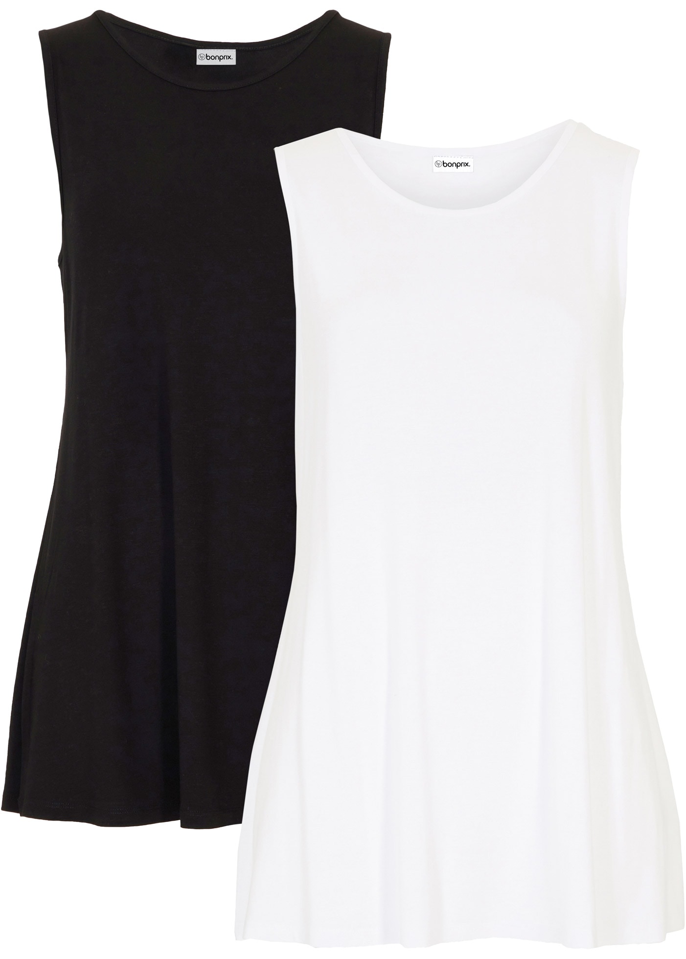 bonprix Haut de chemise Packung, 2 pièces A-Linie, ärmellos, casual Stil, aus Viskose und Elasthan