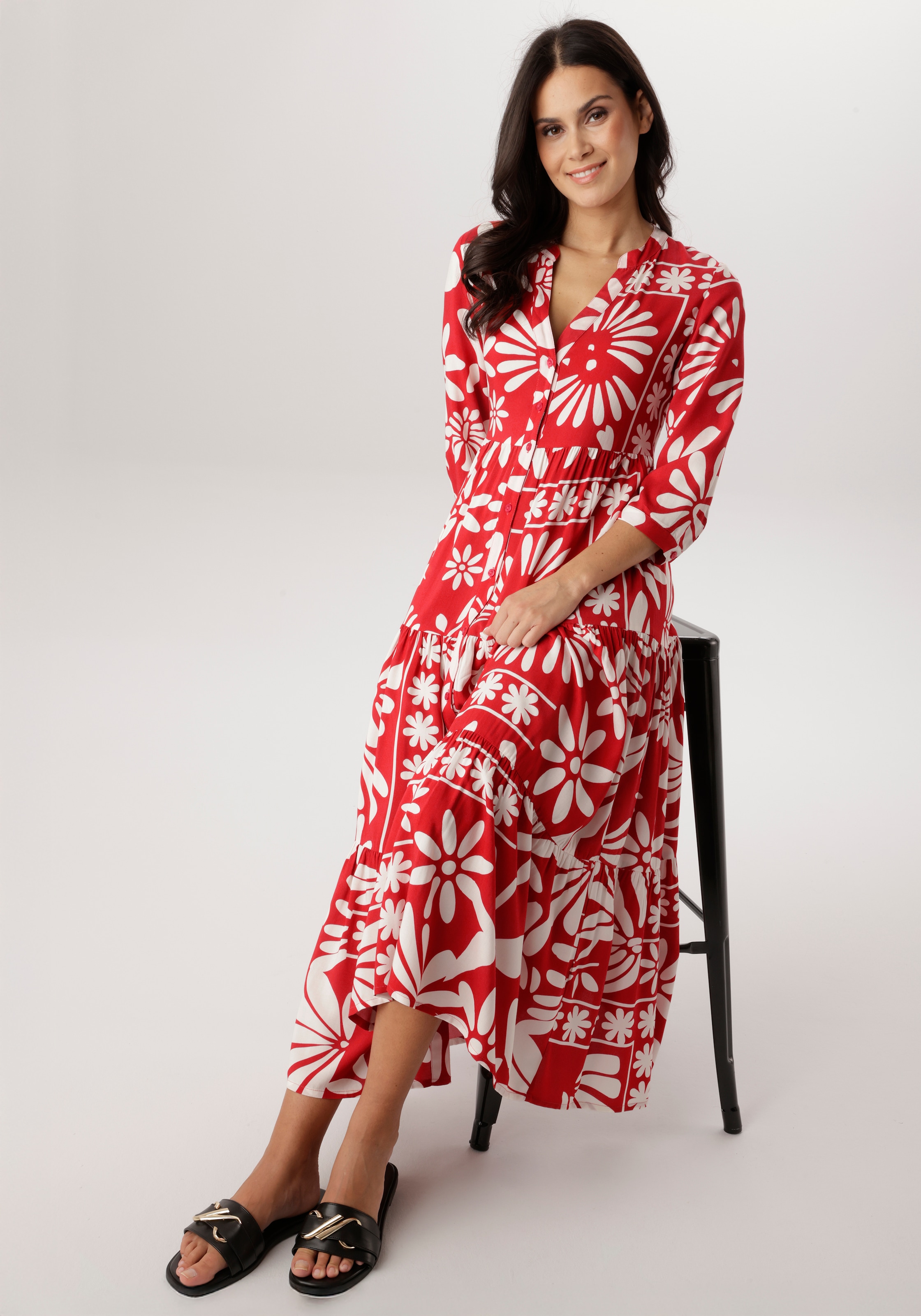 Aniston SELECTED Maxi robe mit fantasievoller Blütenmusterung - NEUE KOLLEKTION