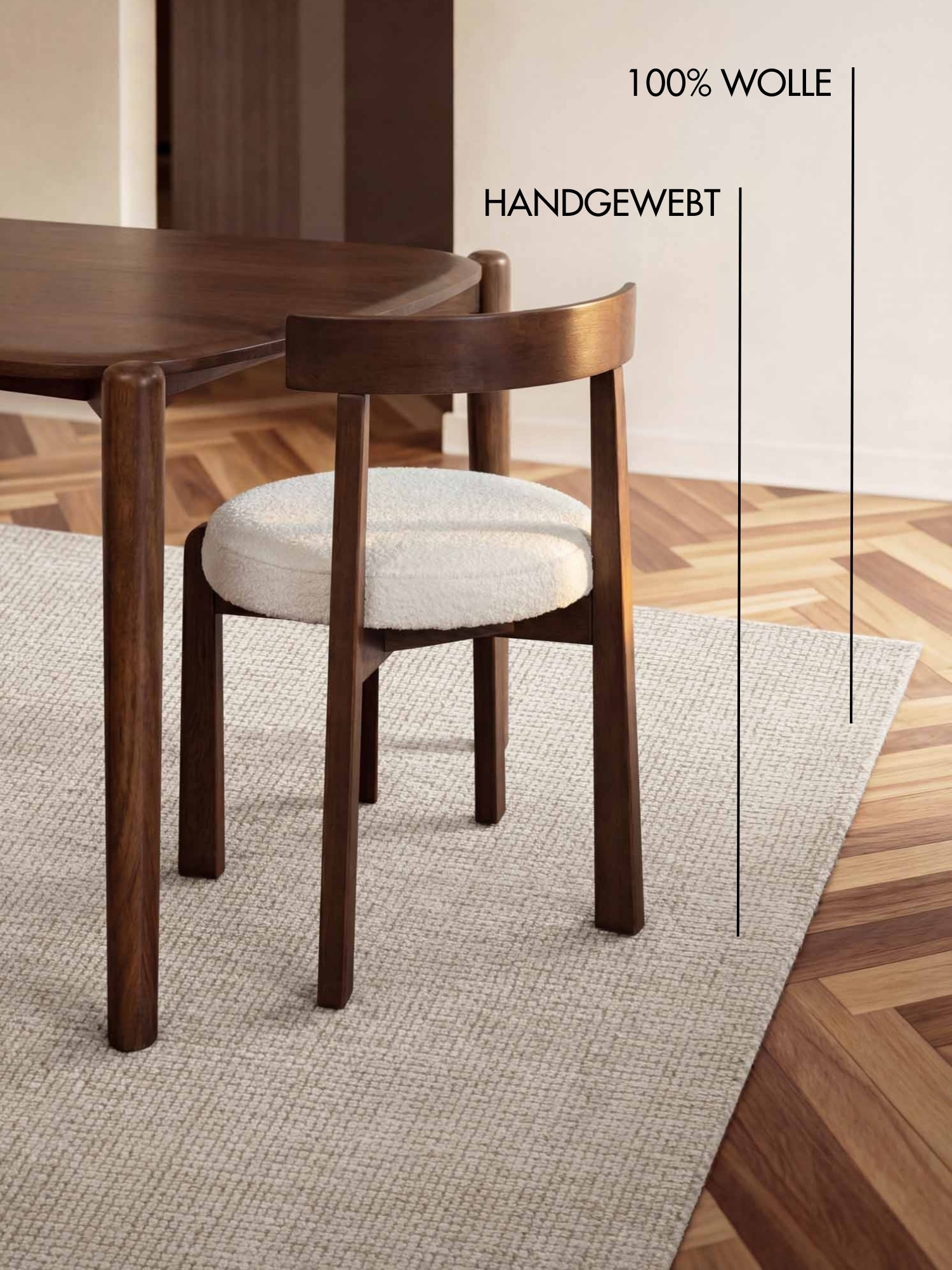 Ted Baker Tapis en laine »Croom , auch in rund« Rectangulaire 10 mm Höhe Wolle, Natur, Handgewebt, Wohnzimmer, Schlafzimmer, Modern, Skandi