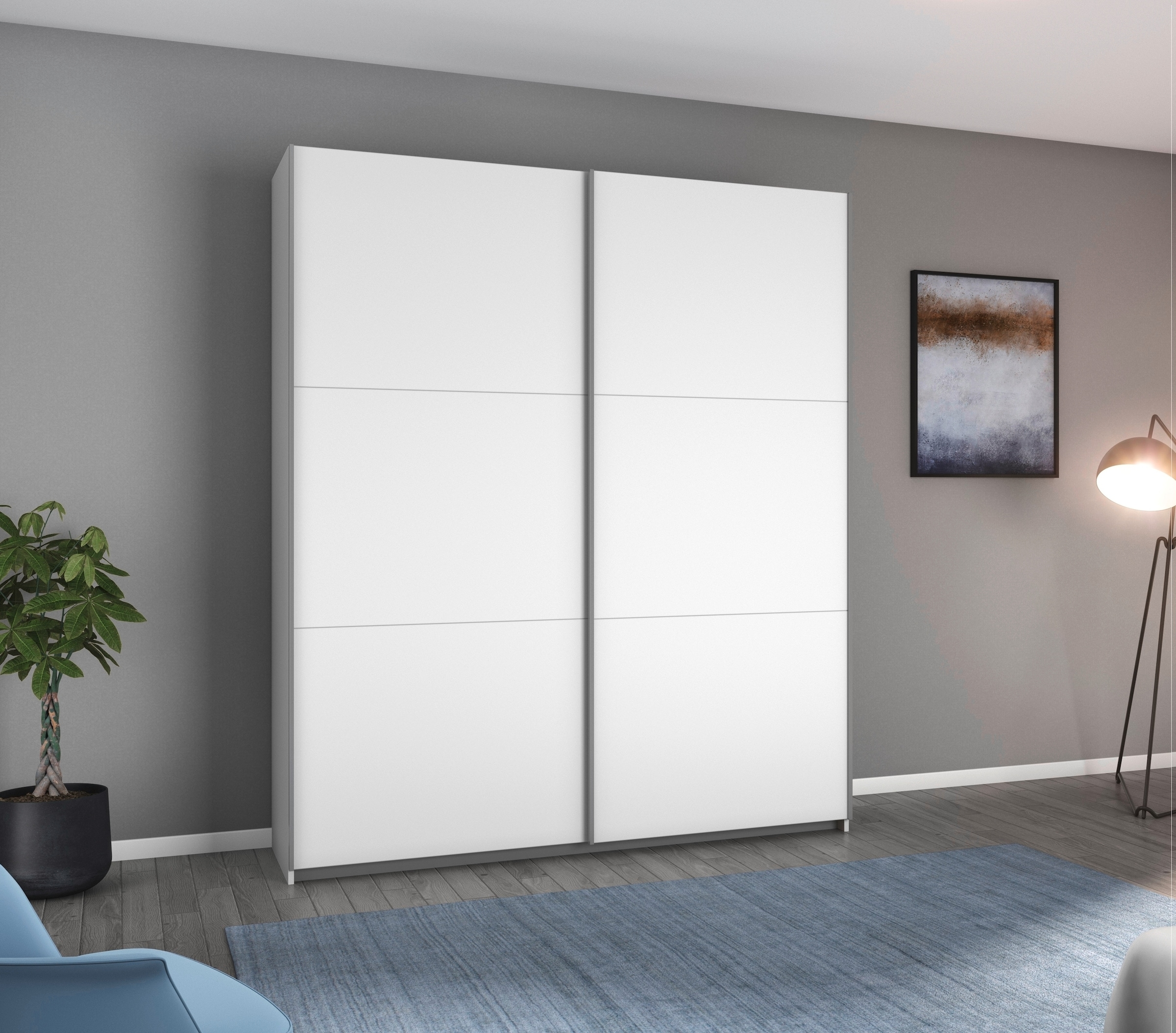 rauch Schwebetürenschrank »AURELIO Kleiderschrank Garderobe« 3 Ausstattungen BASIC/CLASSIC/PREMIUM (inkl. SOFT-CLOSE-FUNKTION),  3 verschiedene Ausstattungsvarianten Griffe aus Metall MADE IN GERMANY