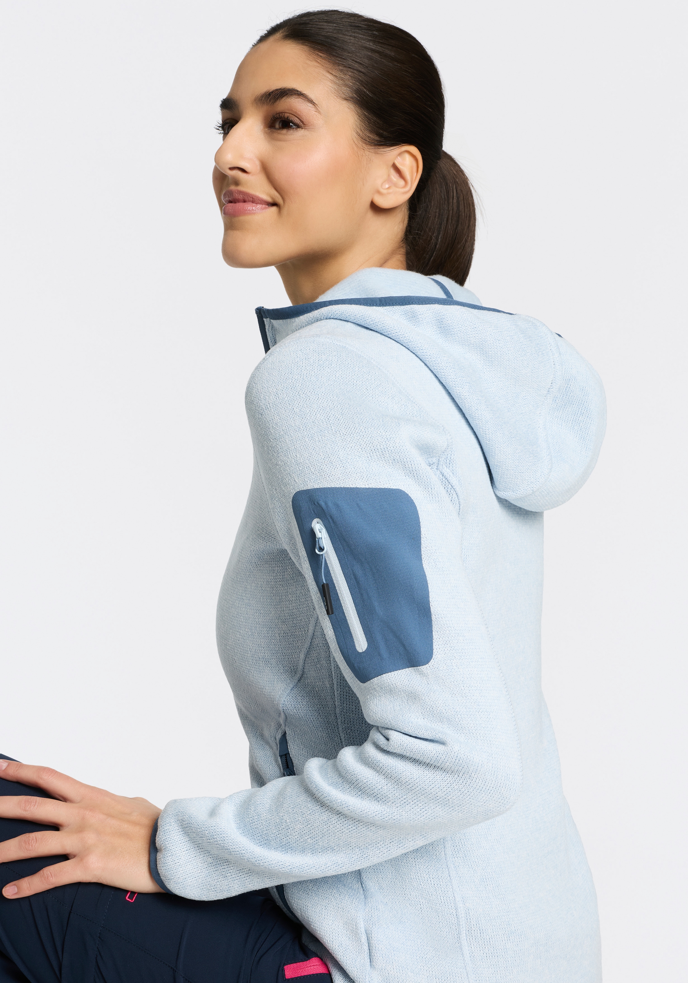 CMP Strickfleecejacke »KNITTED MELANGE HOODY WOMAN HOODY JACKET« mit Kapuze Ünbergangsjacke für Outdoor-Aktivitäten, mit Kapuze, atmungsaktiv