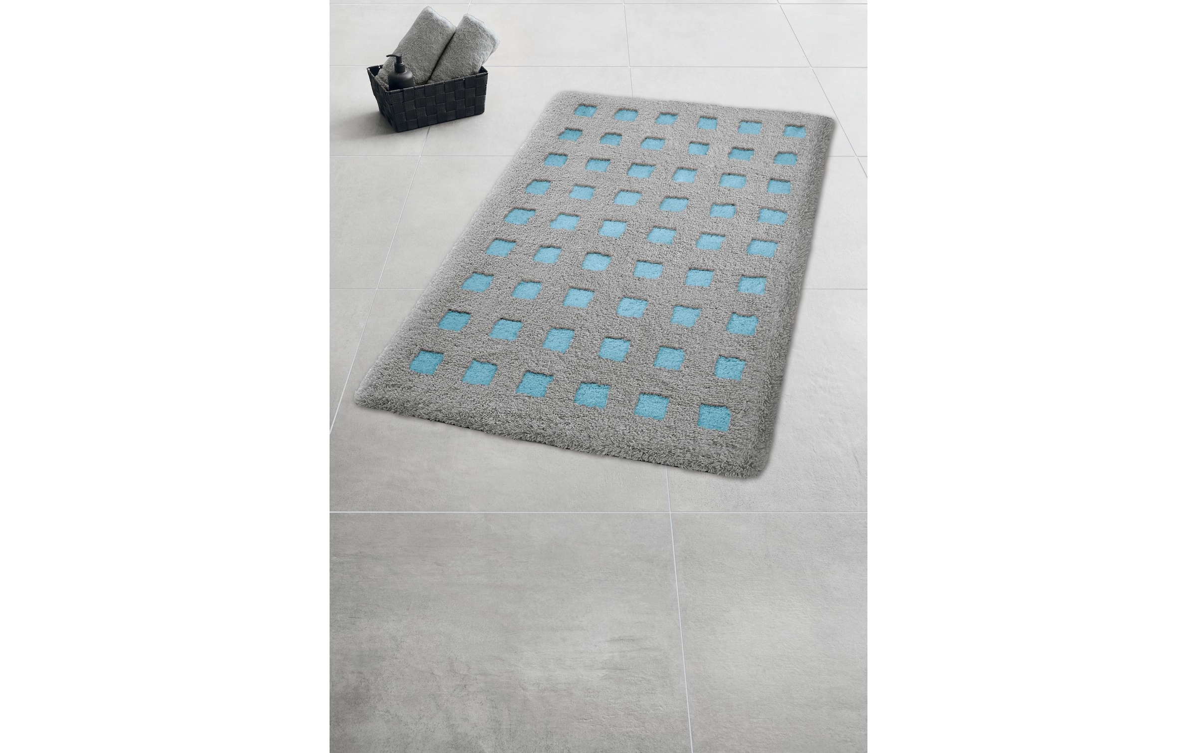 Kleine Wolke Badematte »Boxes« Höhe 20 mm rutschhemmend beschichtet fussbodenheizungsgeeignet Badteppich, modernes Design, Hoch/Tief Effekt