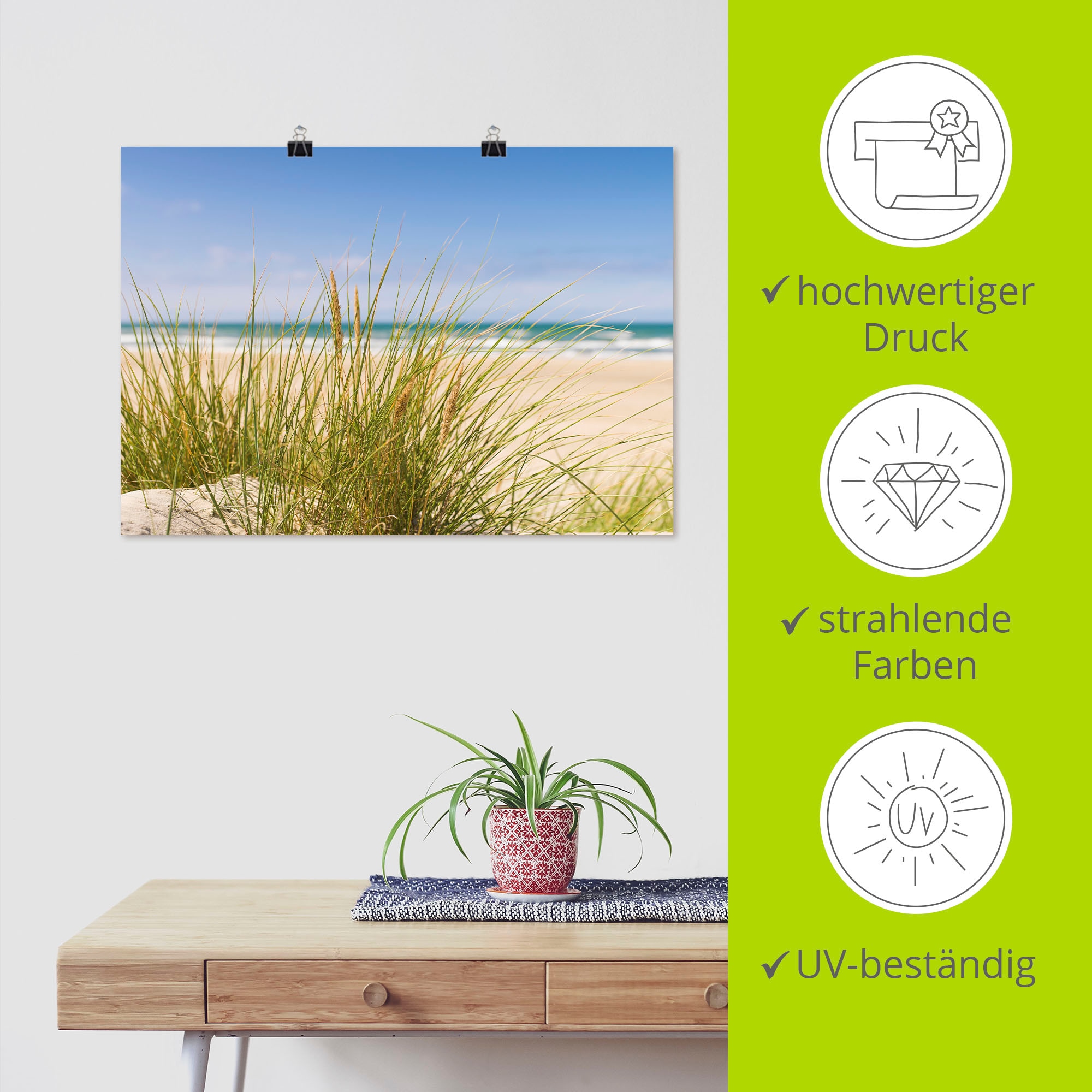 Artland Wandbild »Dünengras« Strand 1 Stk. tlg. als Leinwandbild, Poster in verschied. Grössen