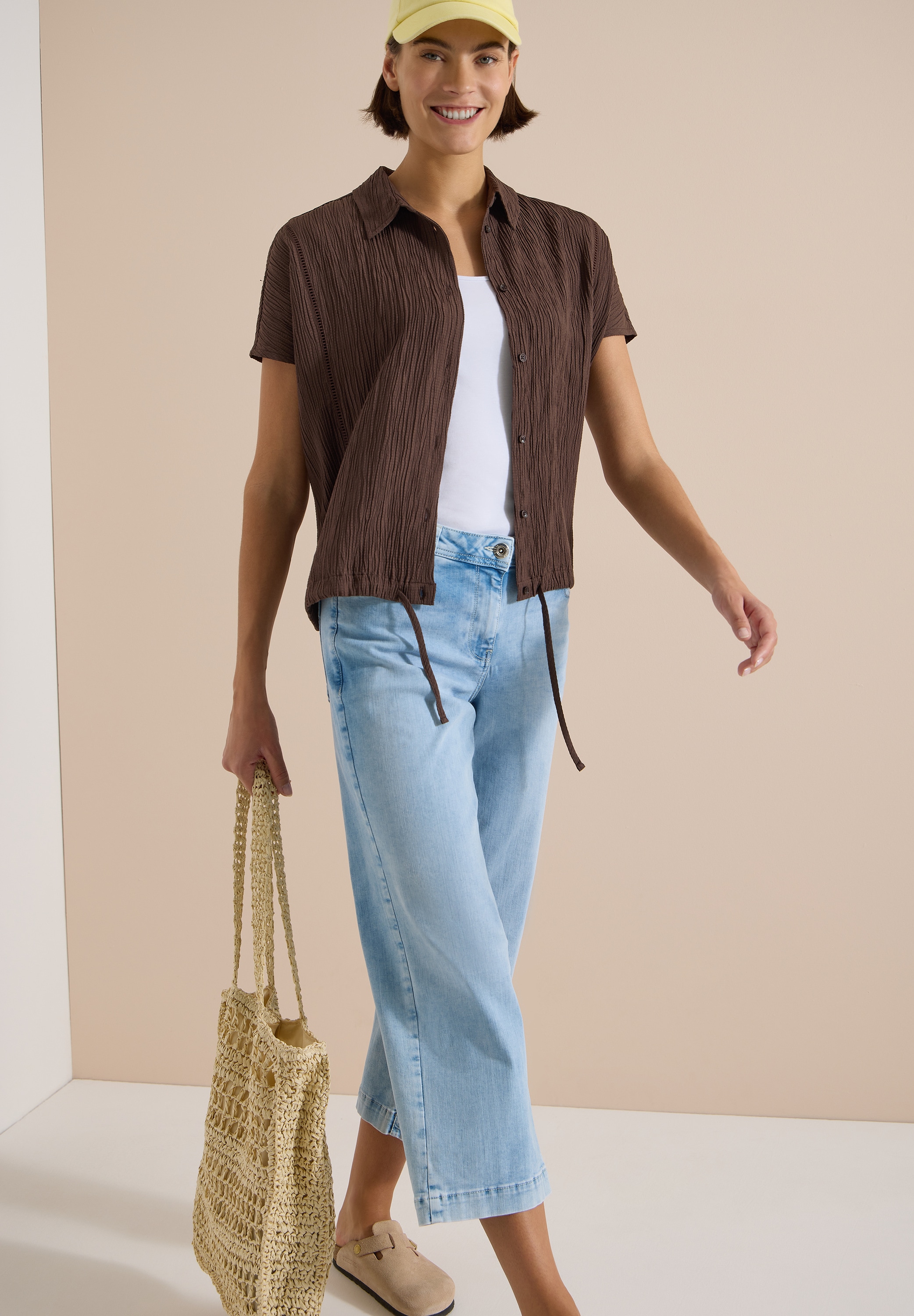 Cecil Shirtbluse Sommerbluse mit Hemdkragen und Knopfleiste
