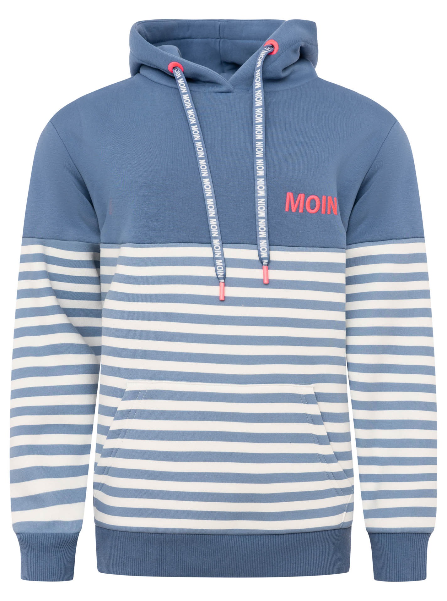 Zwillingsherz Hoodie »"Moin Streifen"«, Stickerei, Kapuze mit bedruckter Kordel, gestreift

