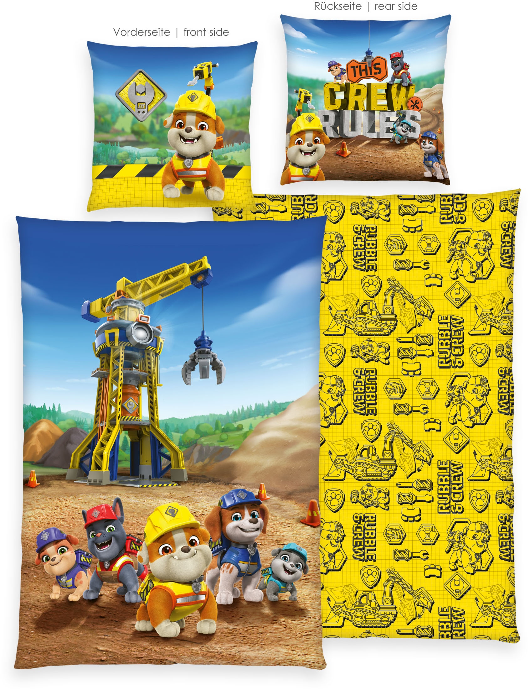 PAW PATROL Bettwäsche »Paw Patrol Rubbel&Crew« 2 Stk. Wendebettwäsche