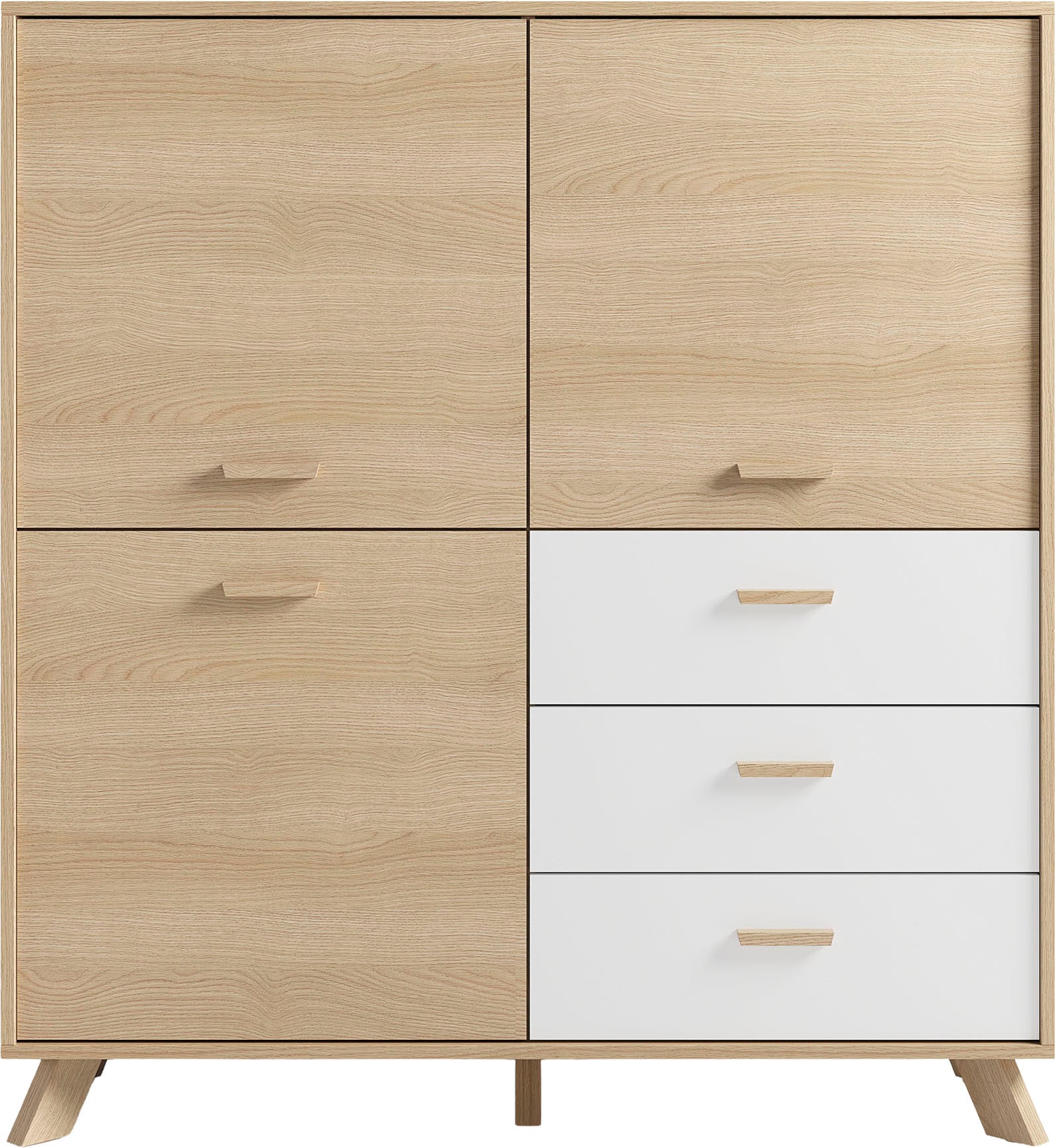 byLIVING Buffet haut »Bastian« 1 cuis tlg. mit massiven Holzfüssen und Griffen, natürlicher Eichenlook, 120cm