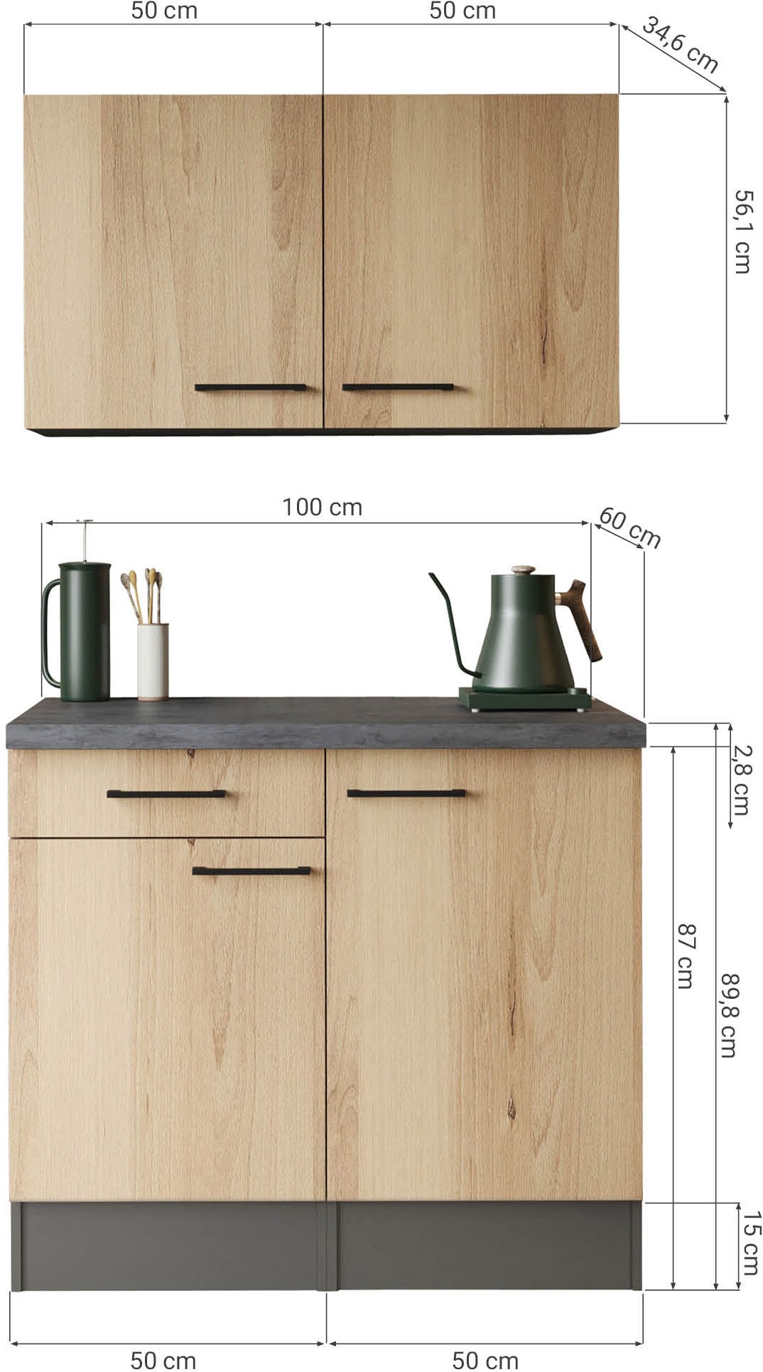RESPEKTA Buffet »Oliver« démonté, avec fonction de fermeture douce, y compris armoires hautes, largeur 100 cm