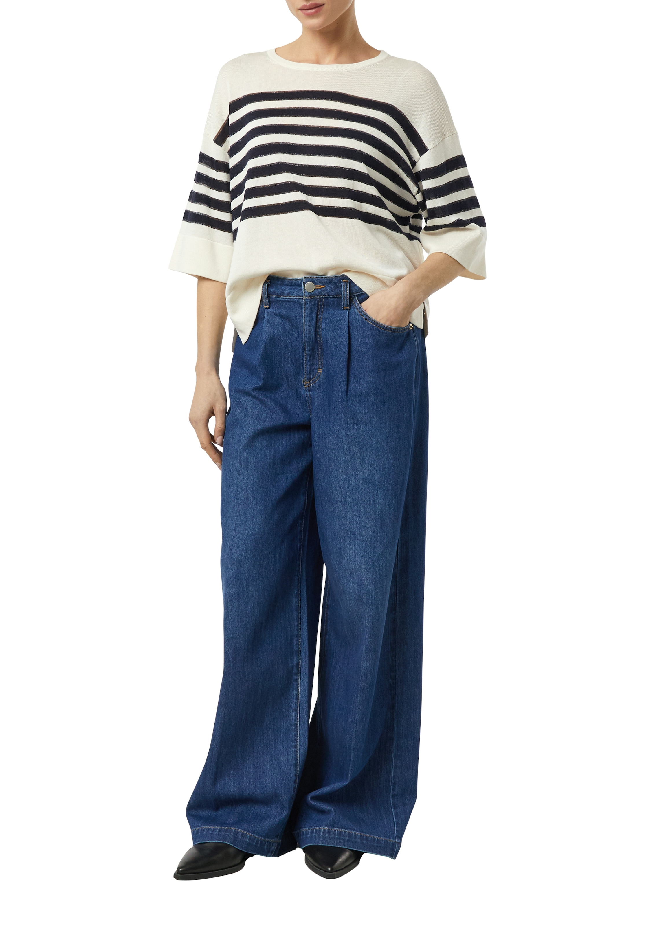 Comma Pull de plage 3/4-Arm mit Glitzerstreifen