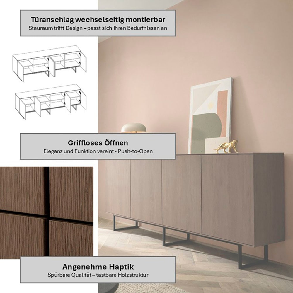 Home affaire Buffet »Lund, moderner Schrank, Kommode mit Kufengestell« surface supérieure visuellement fine, aspect haut de gamme, espace de rangement suffisant