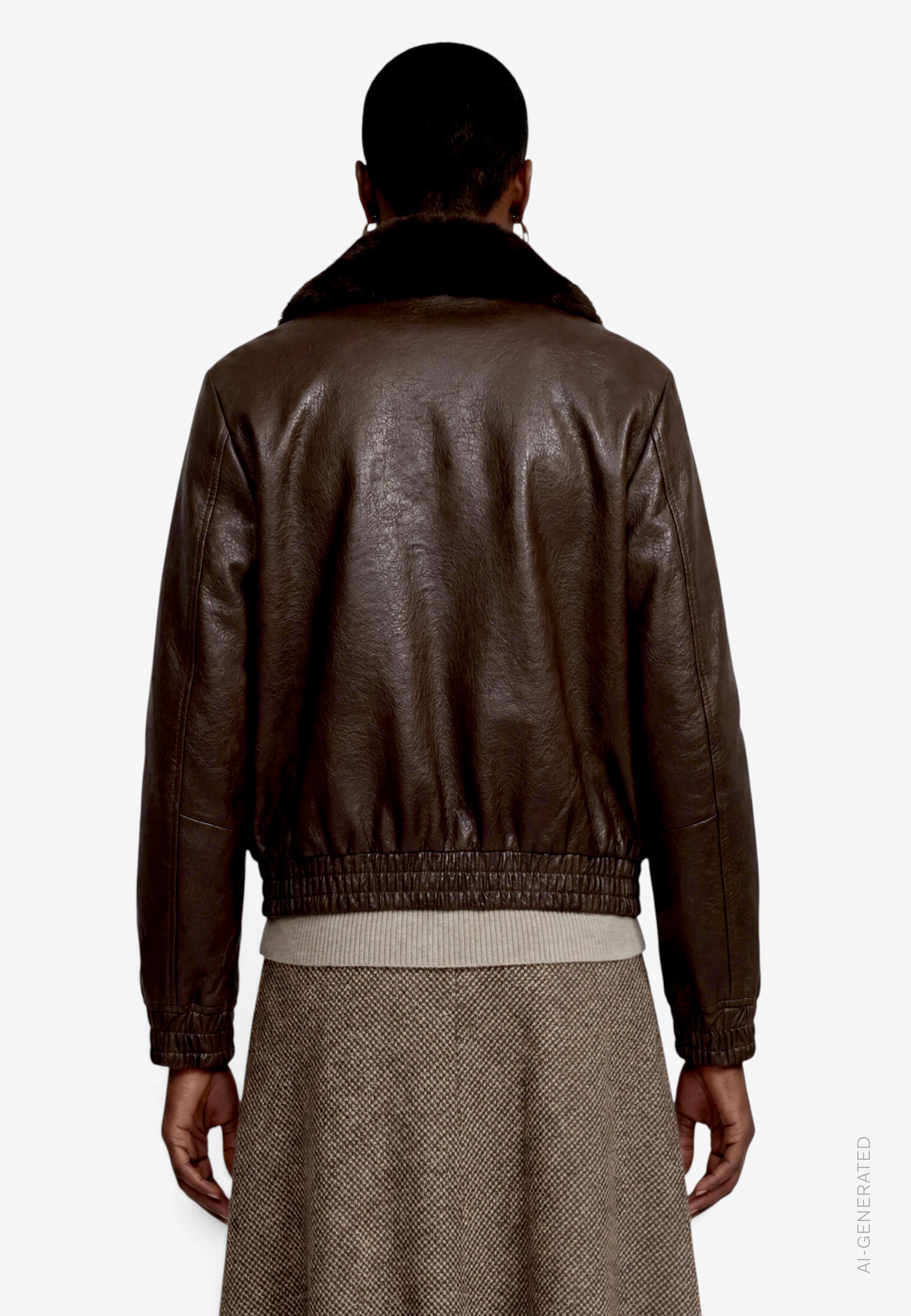 Zero Veste en imitation cuir sans capuche Veste en similicuir avec col à effet fourrure