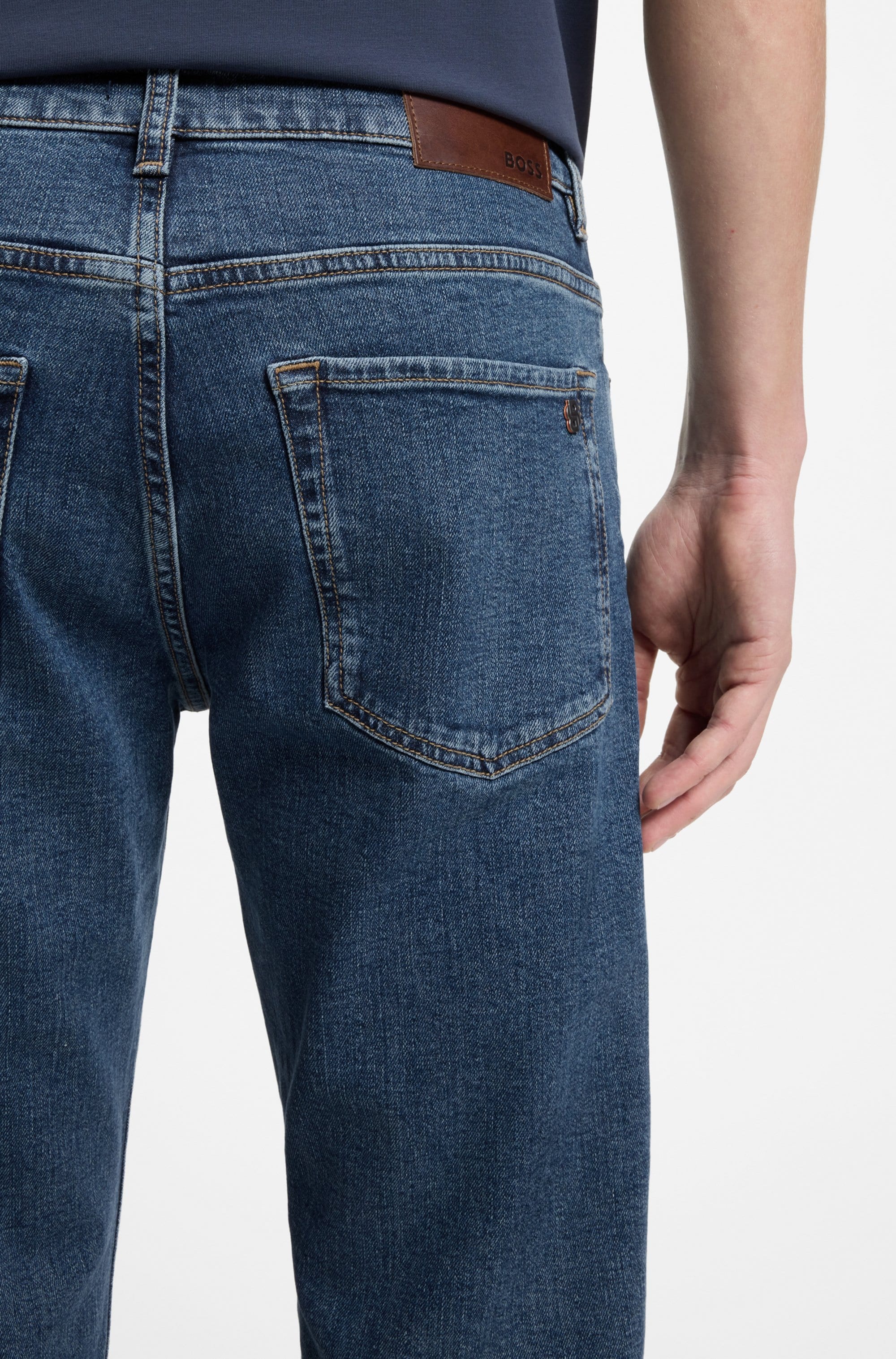 BOSS ORANGE Jeans à 5 poches »RE.MAINE« coupe regular, mélange coton, effet délavé
