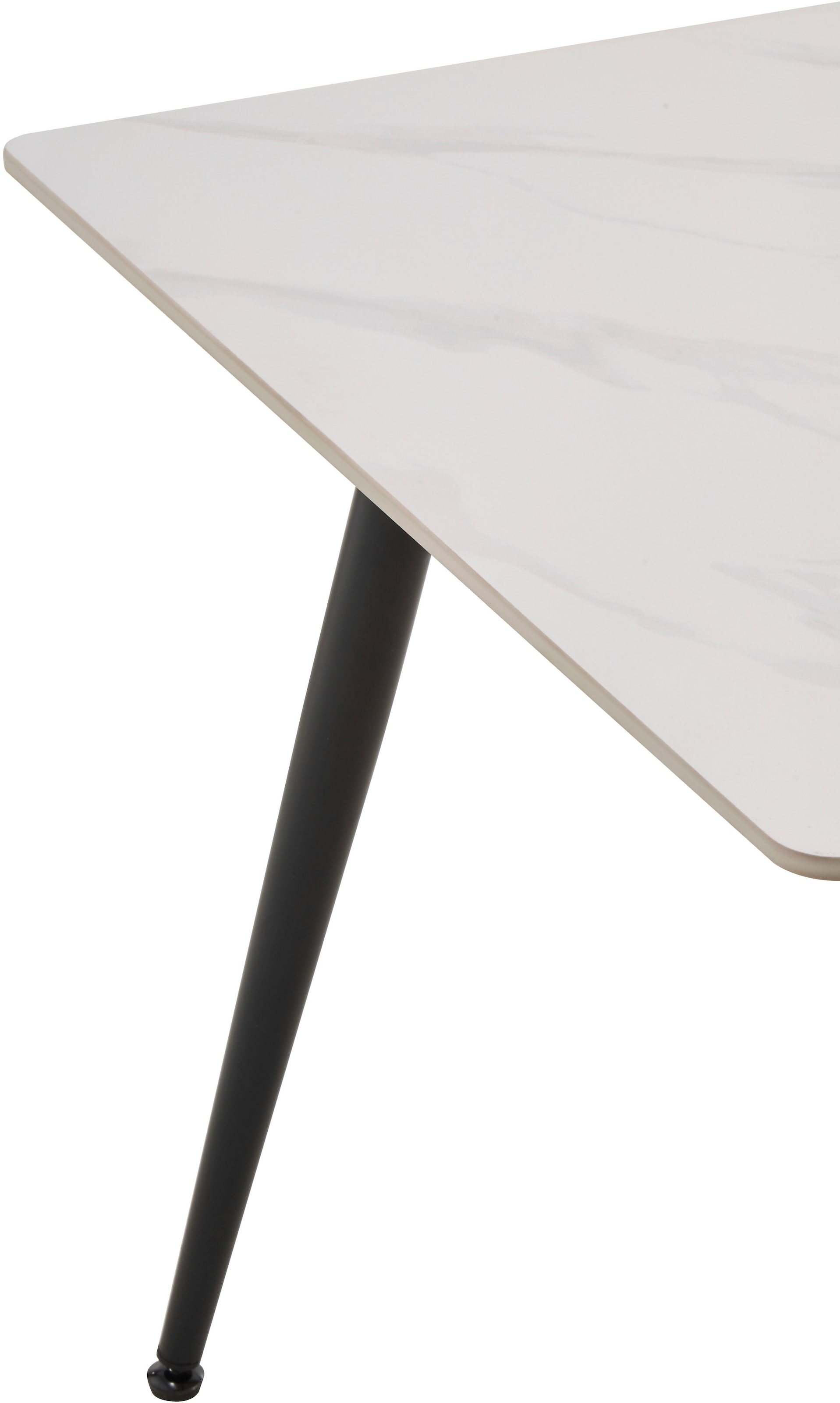 GOODproduct Ensemble de salle à manger »Juniper« Ensemble, 5 tlg. Table 140x80 cm en imitation céramique sinterisée avec 4 chaises, pivotante à 360°