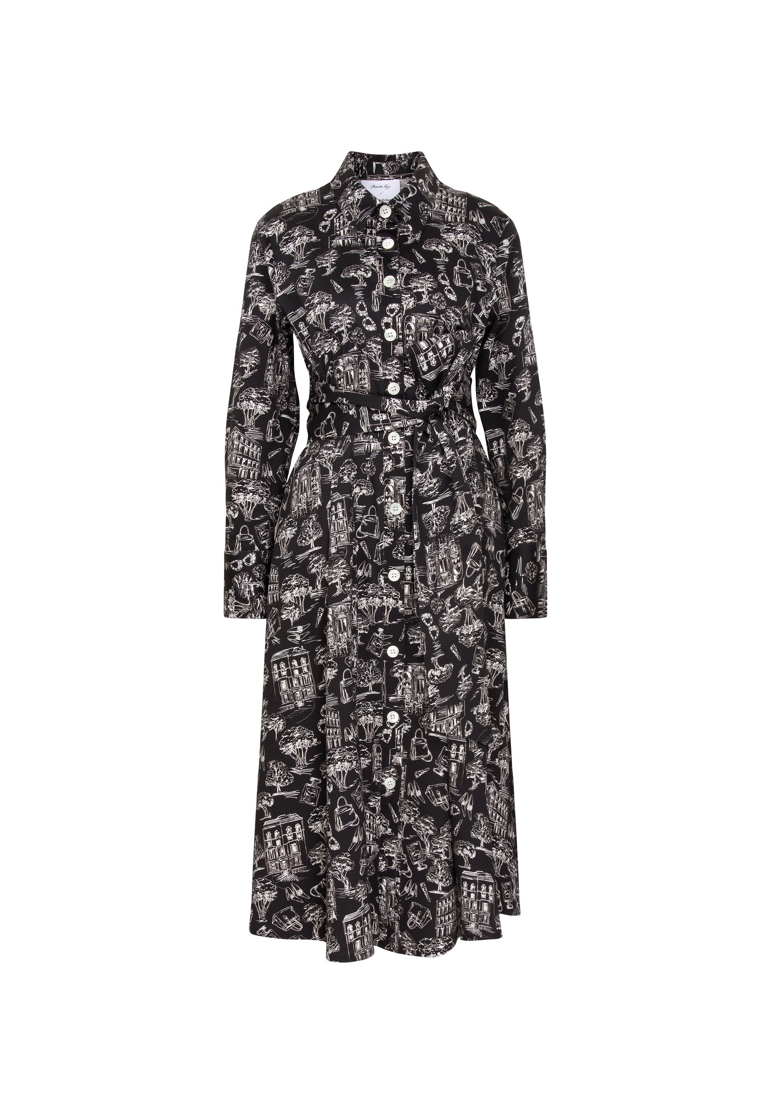 seidensticker Sommerkleid »Schwarze Rose« Langarm Kragen Druck