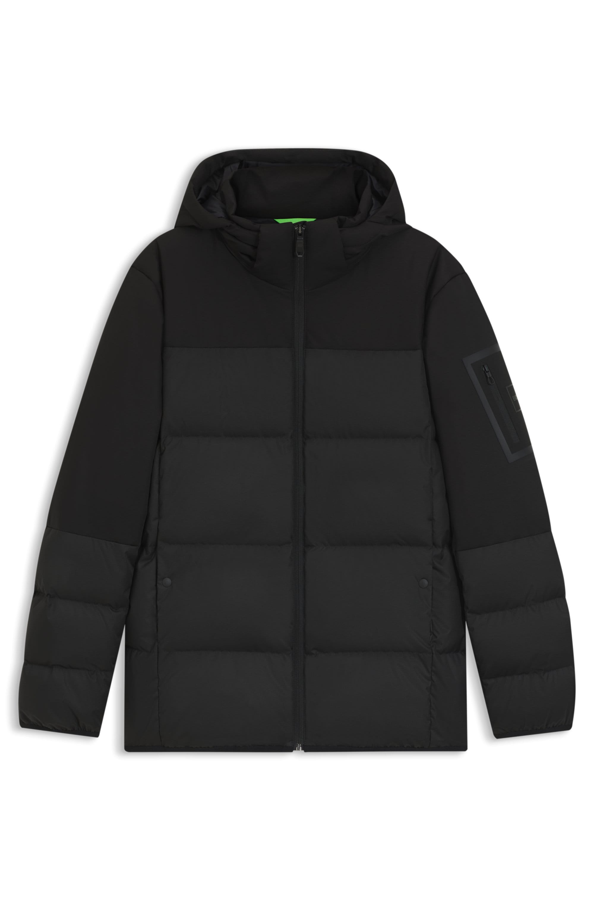 BOSS GREEN Daunenjacke mit Kapuze abnehmbare Kapuze, Regular Fit, warm wattiert