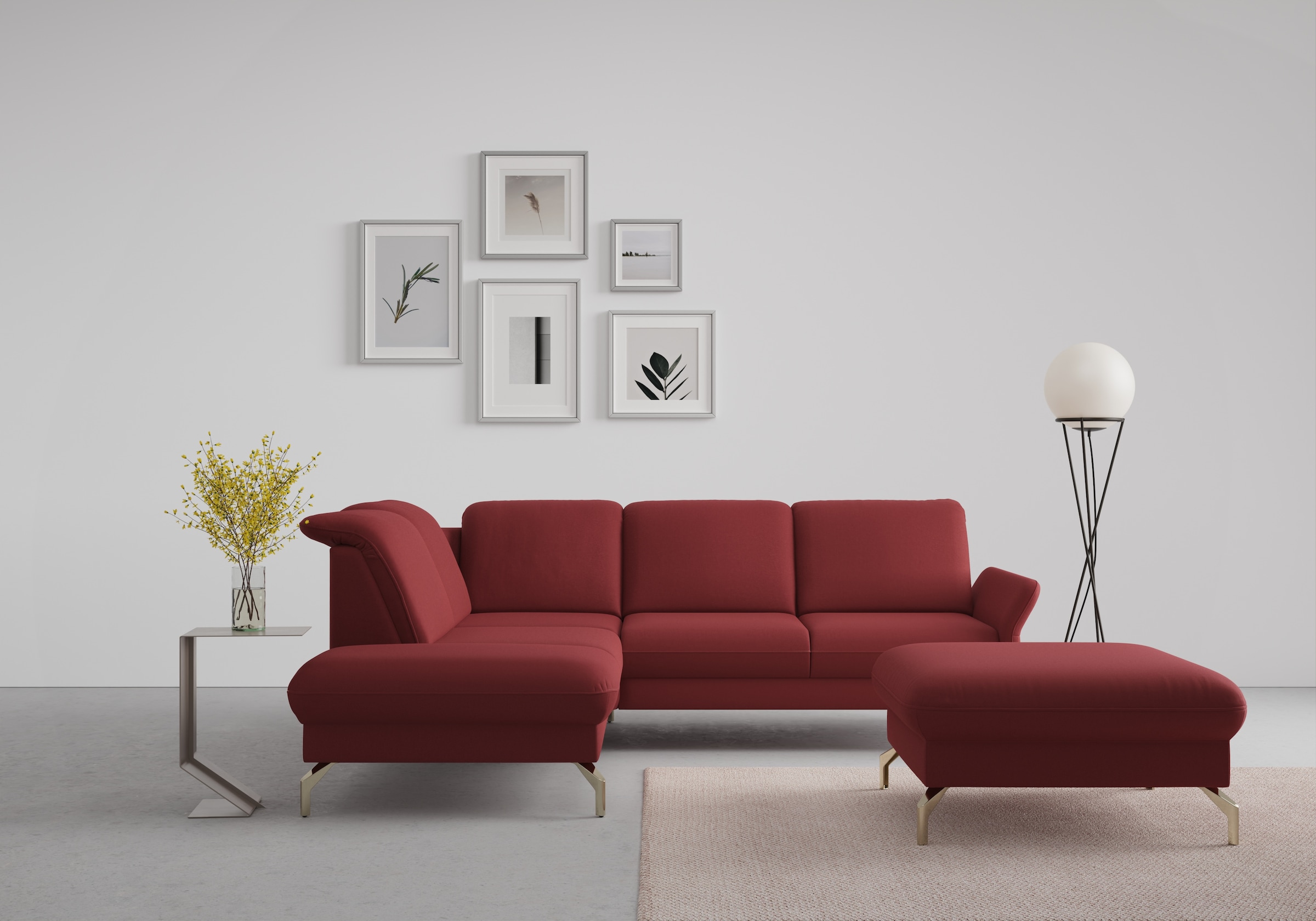 sit&more Ecksofa »Fashion L-Form« wahlweise mit Kopfteilverstellung, Vorziehsitz, motorisch, Nickelfüsse