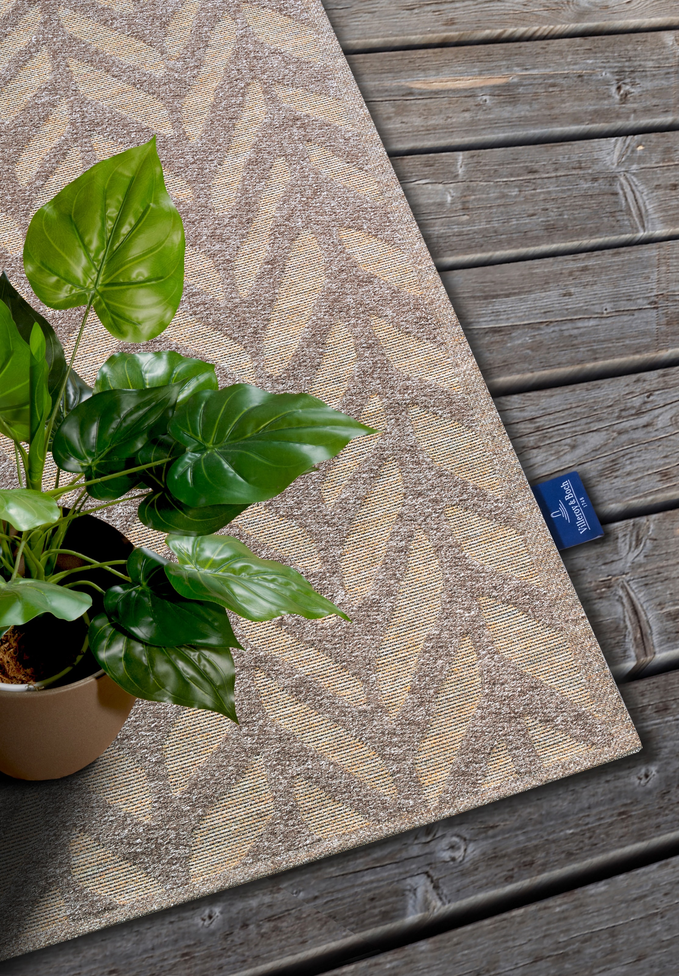 Villeroy & Boch Tapis d'extérieur »Georgette« Rectangulaire 4 mm Höhe In-& Outdoor, Flachgewebe, wetterfest, Terrasse, Balkon, modern, Trend
