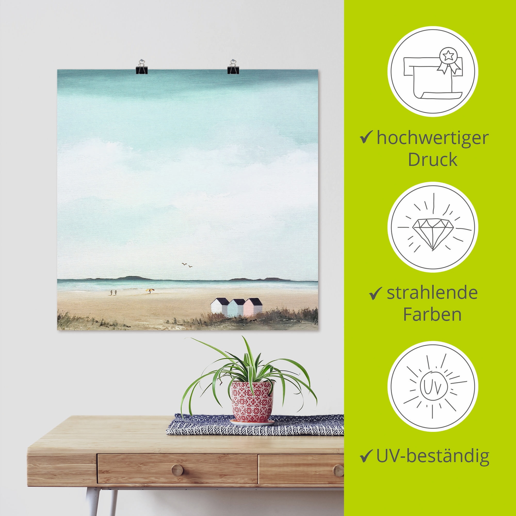 Artland Wandbild »Sonniger Morgen IV« Strand 1 Stk. tlg. als Leinwandbild, Poster in verschied. Grössen