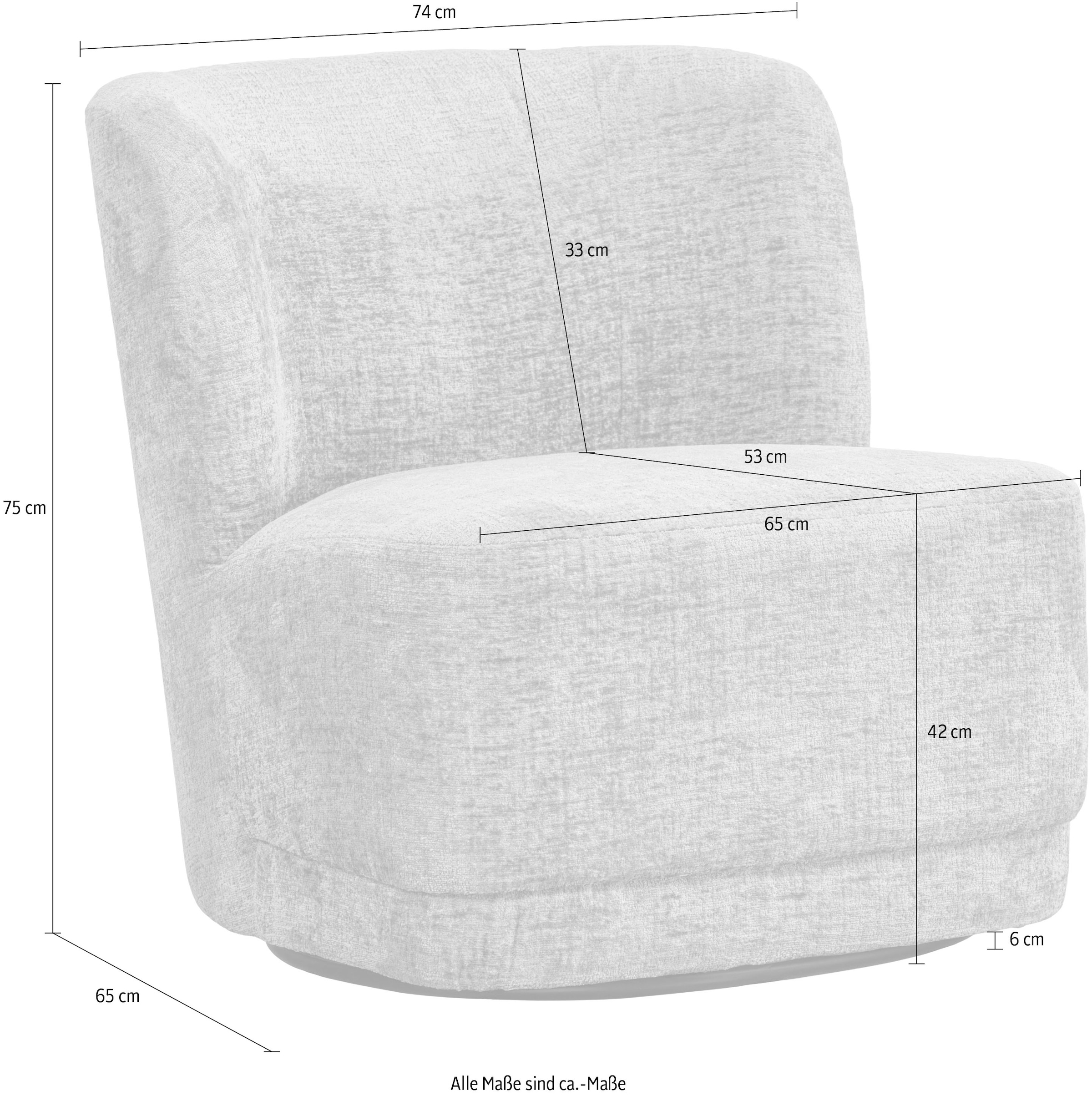WOOOD Fauteuil pivotant »Atty mit struktur-Velvetbezug und Drehmechanismus B 74 x T 65 x H 75cm« Très haute résistance à l'usure, livré monté, capacité de charge 120 kg
