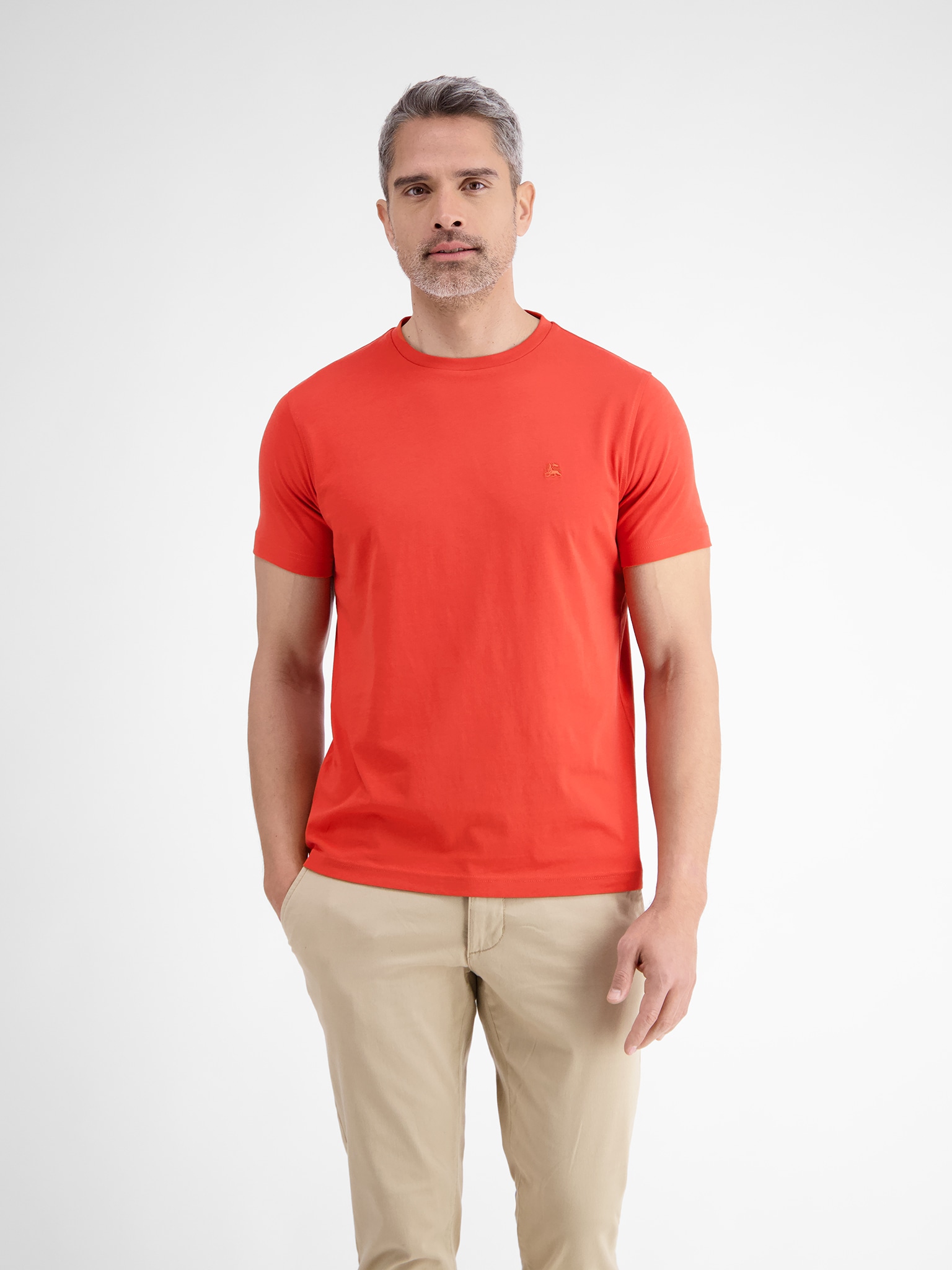 LERROS Shirt à col rond mit Logo Stickerei