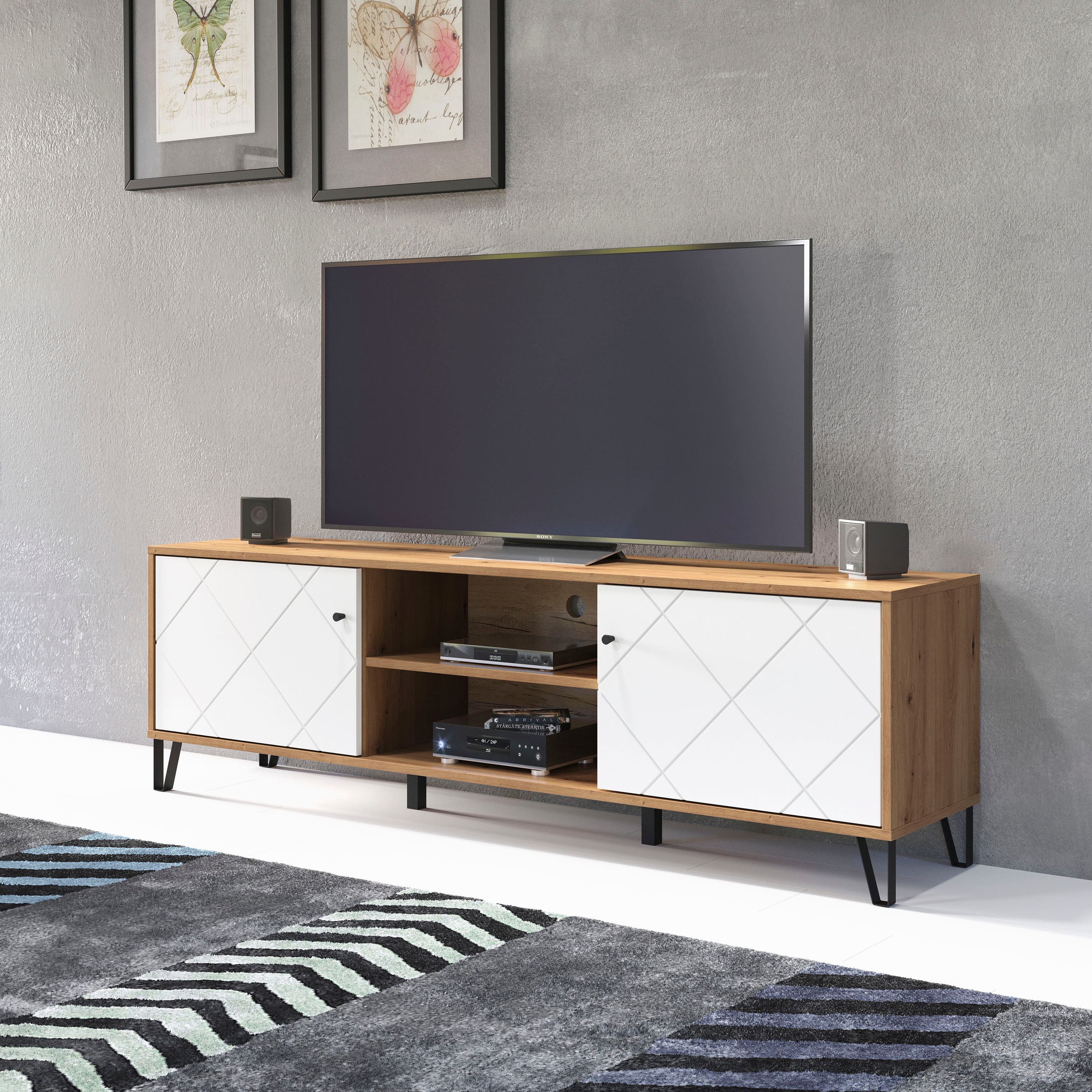 Home affaire Table basse »Tarragona TV-Kommode« Meuble TV avec 2 portes & 2 compartiments - (L/P/H) 183/40/56 cm