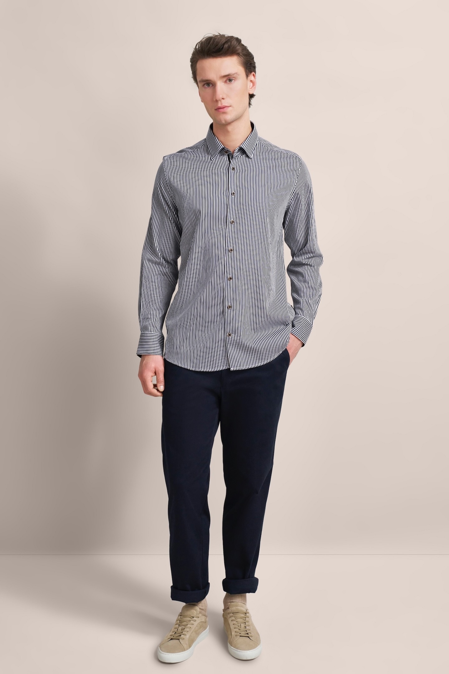 bugatti Langarmhemd mit Streifen